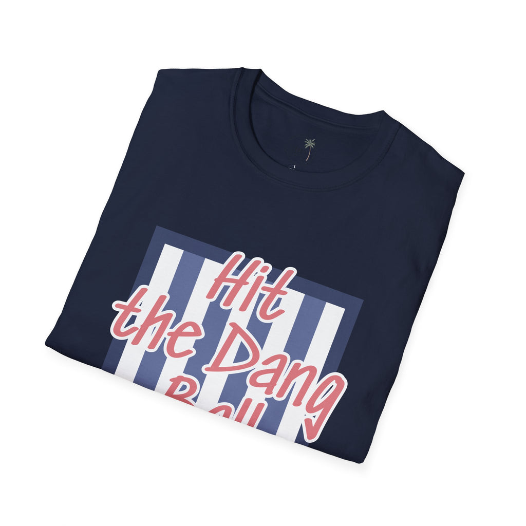 Preppy Hit the Dang Ball T-Shirt | Girly Baseball Graphic, Glove and Helmet Illustration
