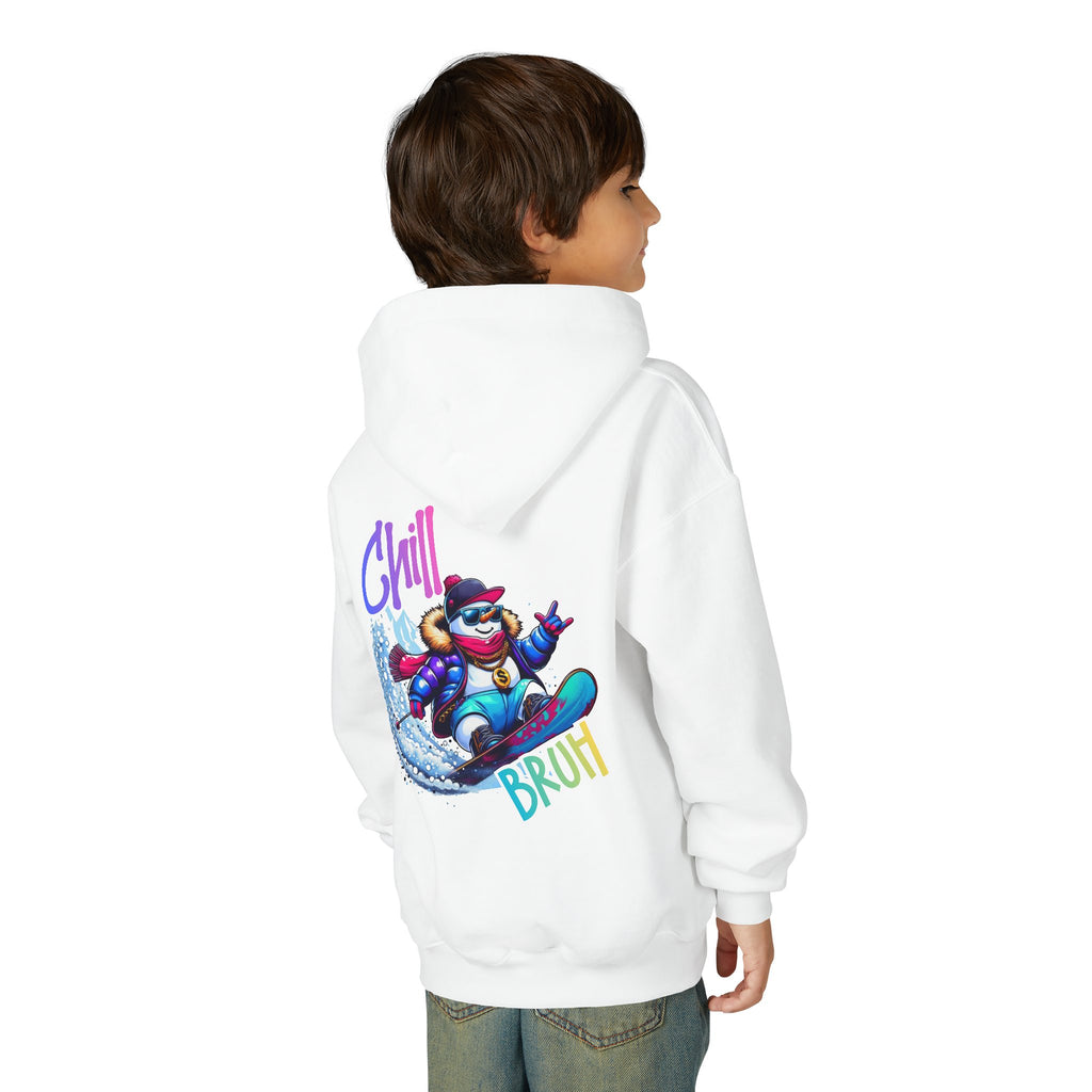 Chill Bruh Snowboarding Character Hoodie | Youth Hooded Sweatshirt
