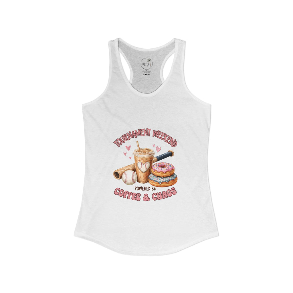Travel Ball Mom Tank Coffee & Chaos Tournament Tank Women's Ideal Racerback Tank