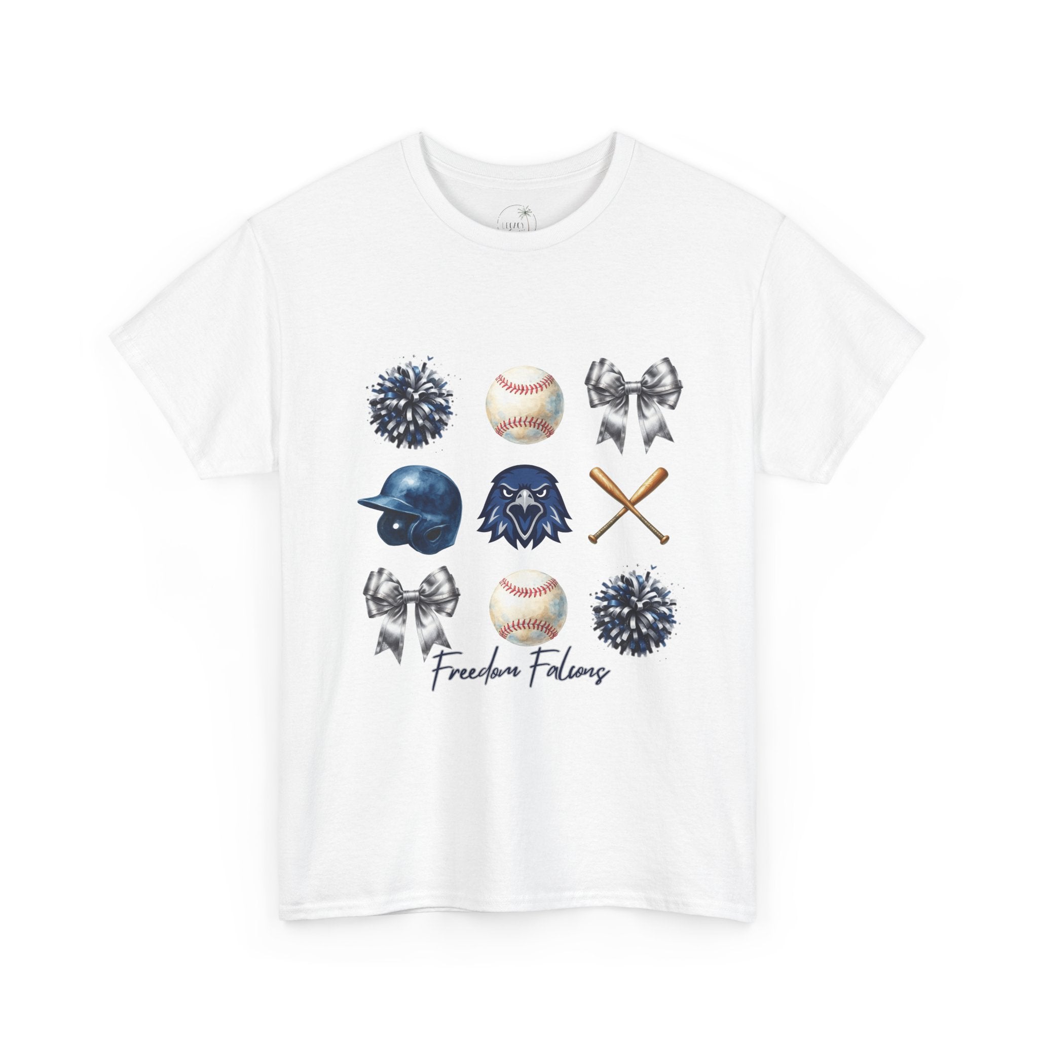 Freedom Falcon Baseball Icons Tee | Helmet, Bat, Ball,