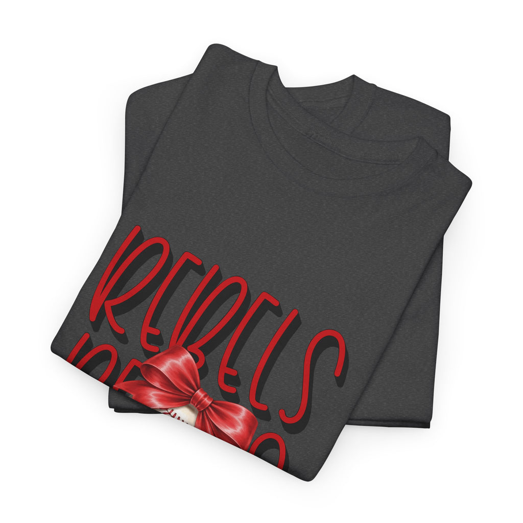 Rebels Baseball Graphic Tee | Script Lettering, Baseball with Bow