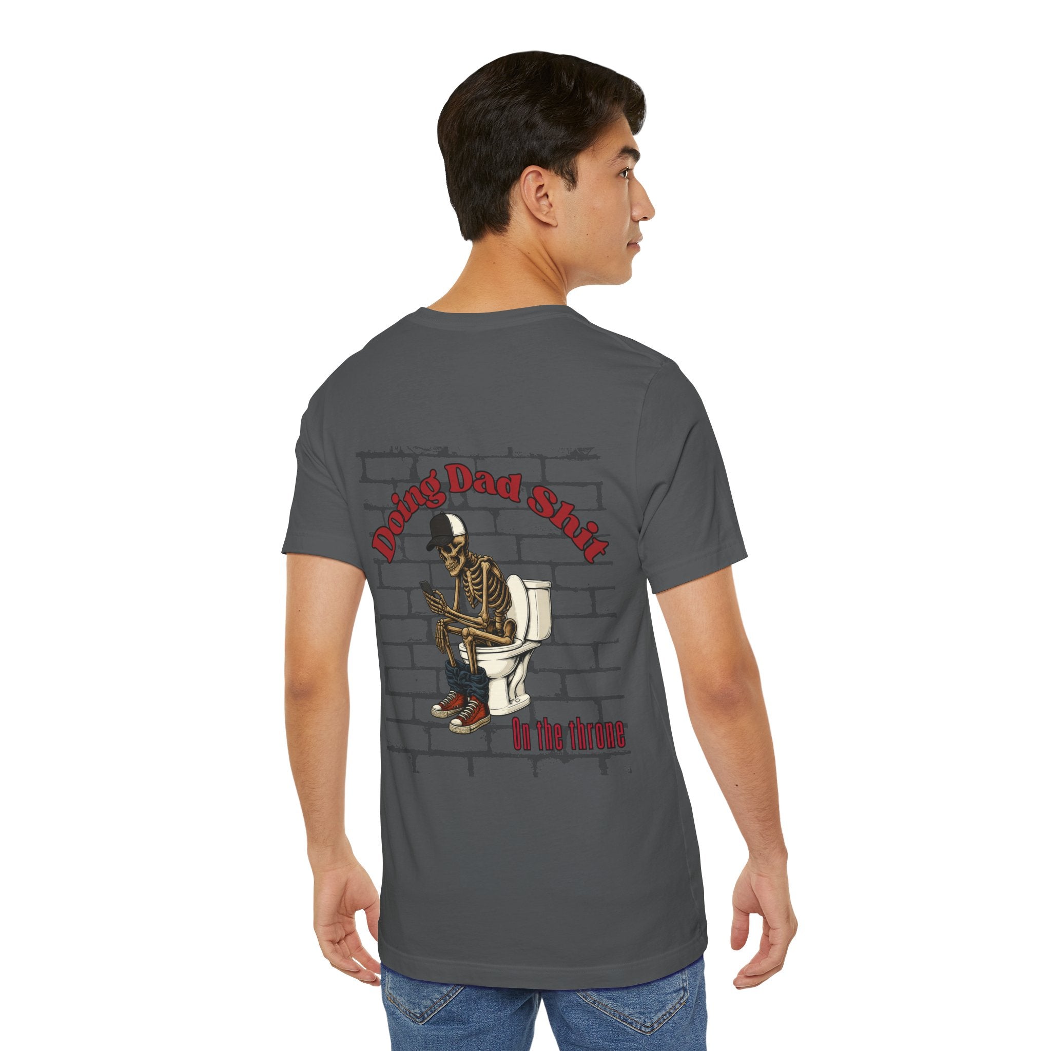 Doing Dad Shit Funny Skeleton T-Shirt | Mens Graphic Tee | Dad Humor Shirt | On the Throne Toilet Tee Gift for Fathers