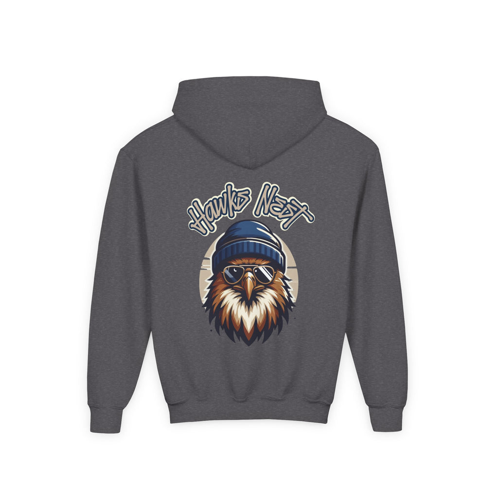 Hawks Nest Eagle Beanie Illustration Hoodie | Youth Hooded Sweatshirt