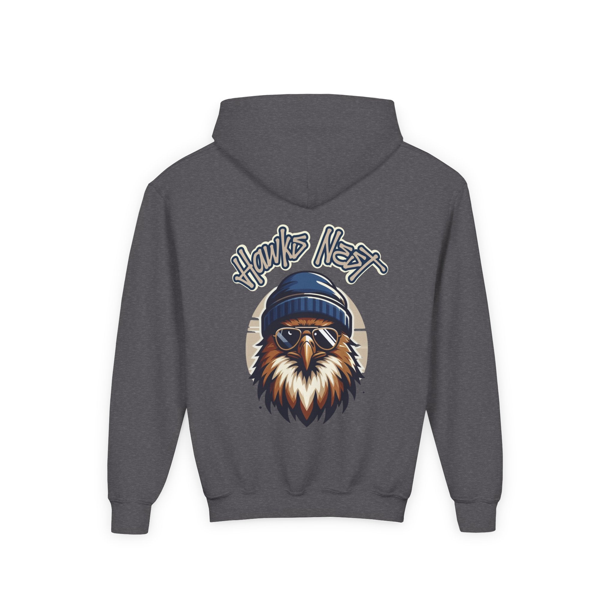 Hawks Nest Eagle Beanie Illustration Hoodie | Youth Hooded Sweatshirt