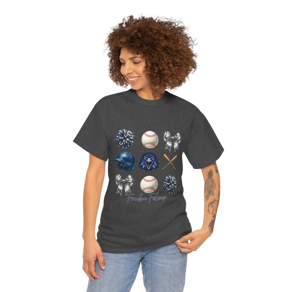 Freedom Falcon Baseball Icons Tee | Helmet, Bat, Ball,