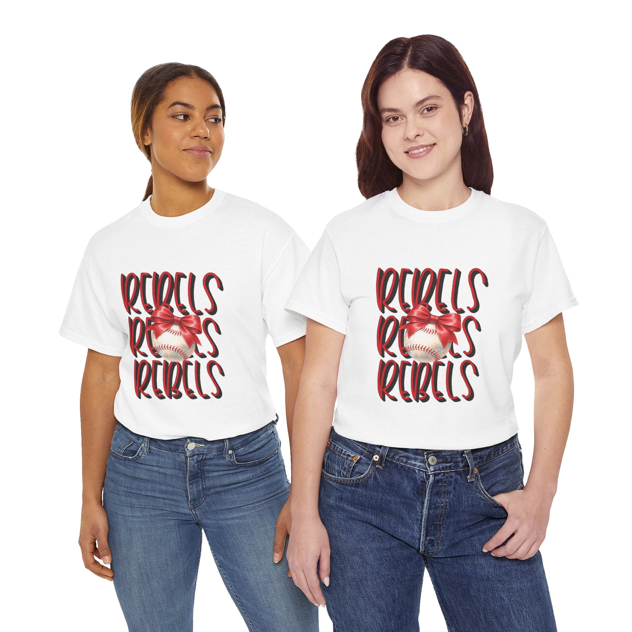 Rebels Baseball Graphic Tee | Script Lettering, Baseball with Bow