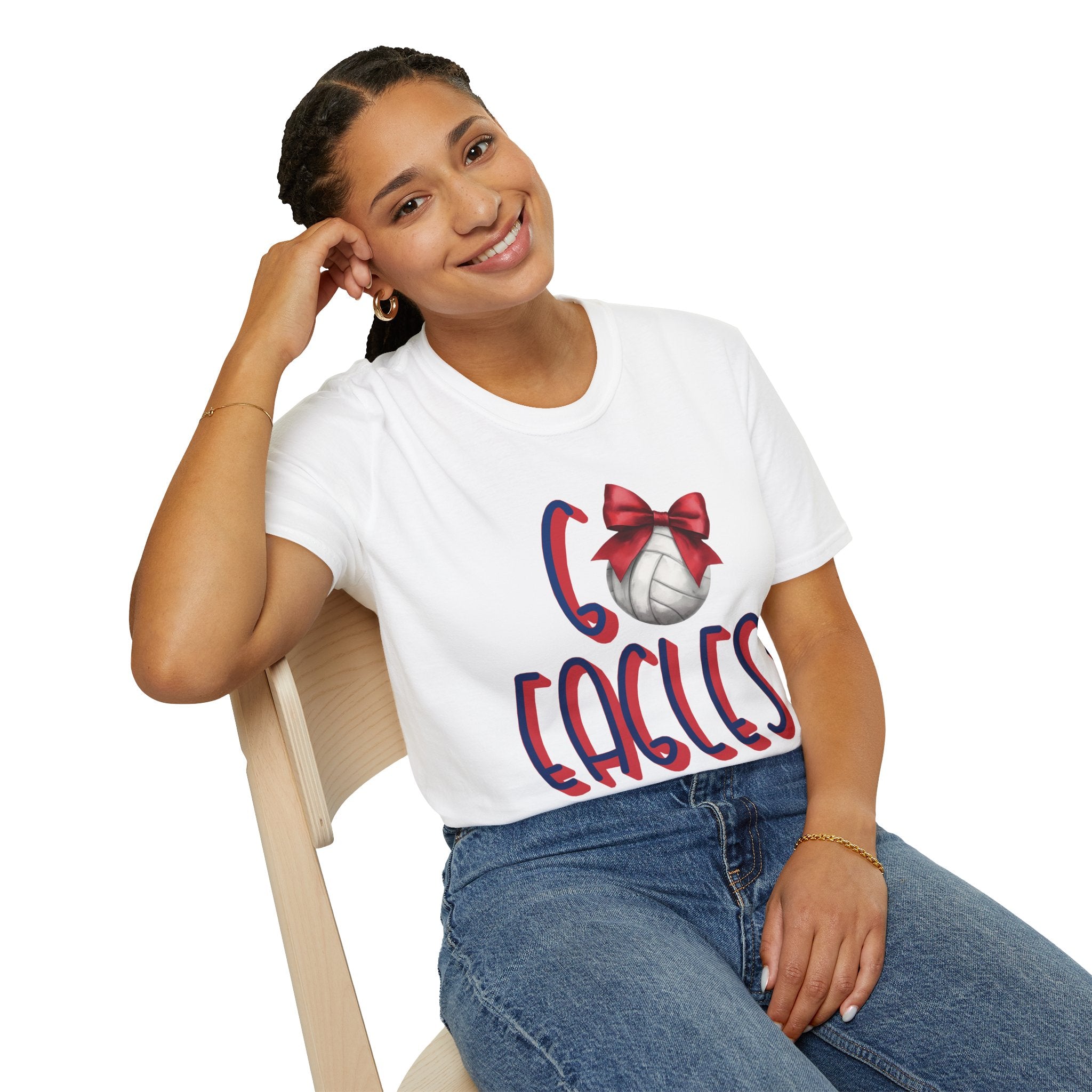 Go Eagles Volleyball with Red Bow T-Shirt | Go Eagles