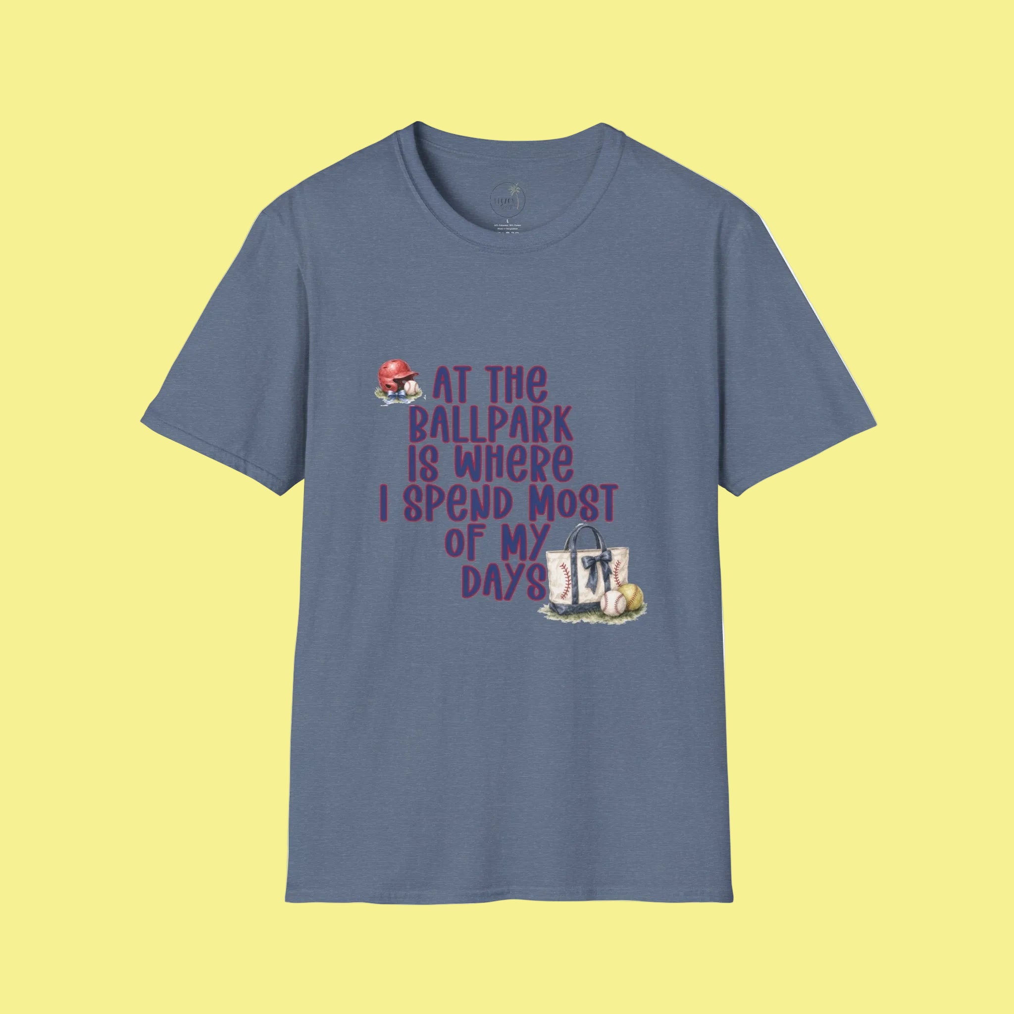 Baseball Fan T-Shirt — "At the Ballpark Is Where I Spend Most of My Days" Graphic Tee