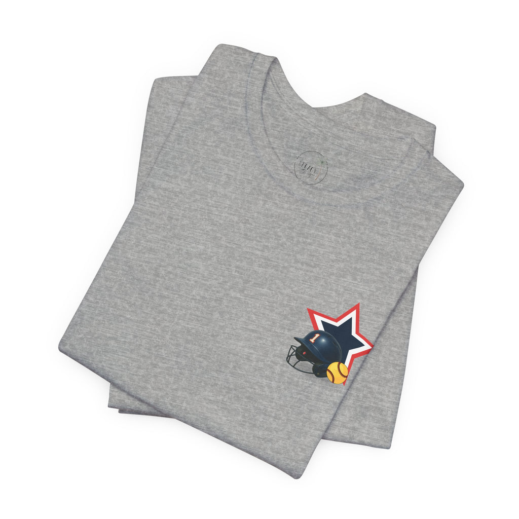 My Favorite Player Calls Me Mom Softball T-Shirt | Proud Softball Mom Tee | Game Day Shirt | Sports Mom Gift with Pocket Design