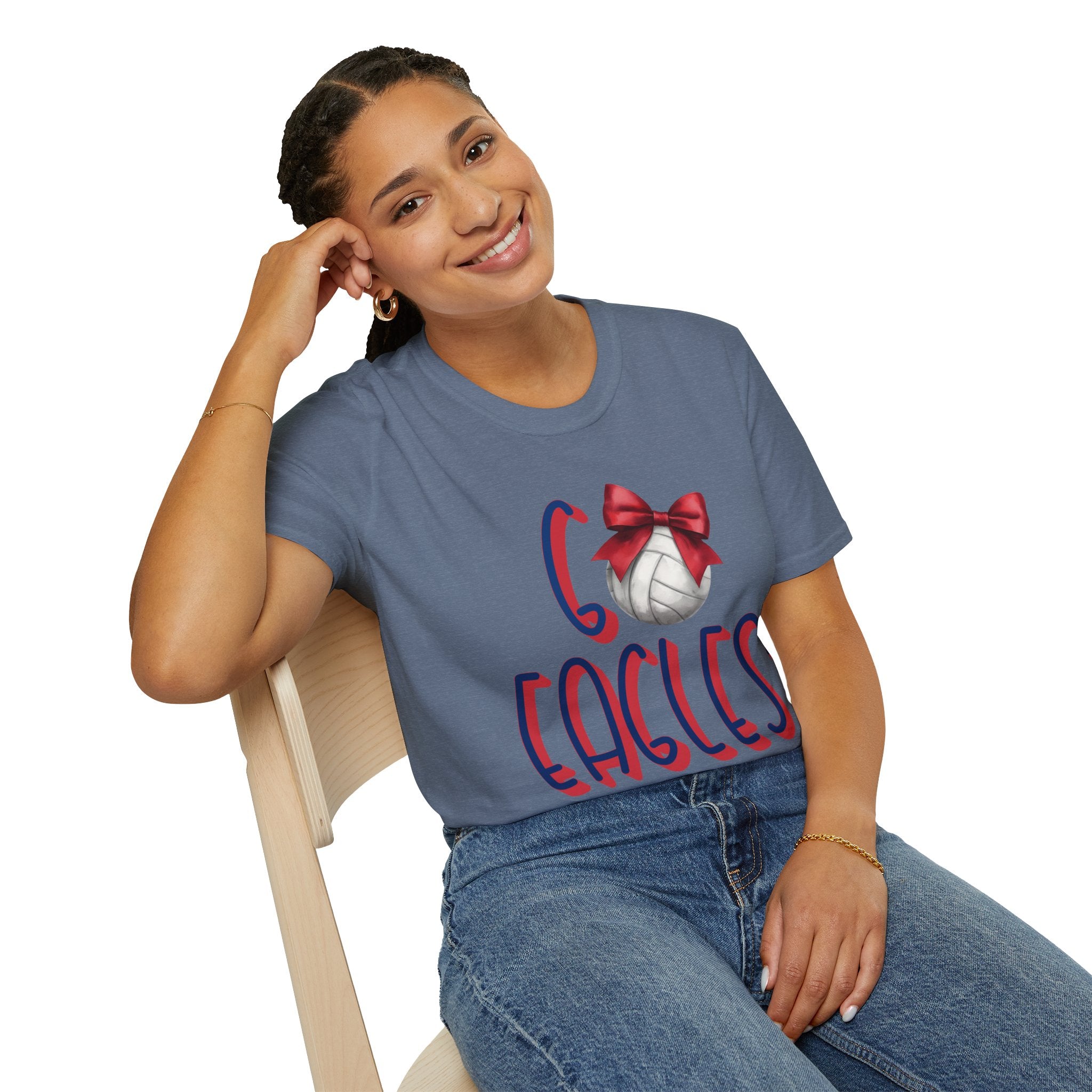 Go Eagles Volleyball with Red Bow T-Shirt | Go Eagles