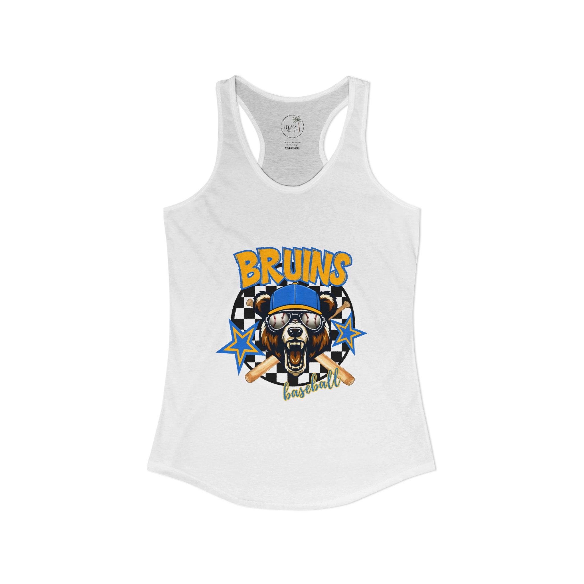 Bruins Baseball Checkered background Women's Ideal Racerback Tank