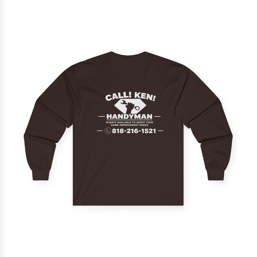 Call Ken Hammerman logo Long Sleeve Tee | vintage workwear, small print back design
