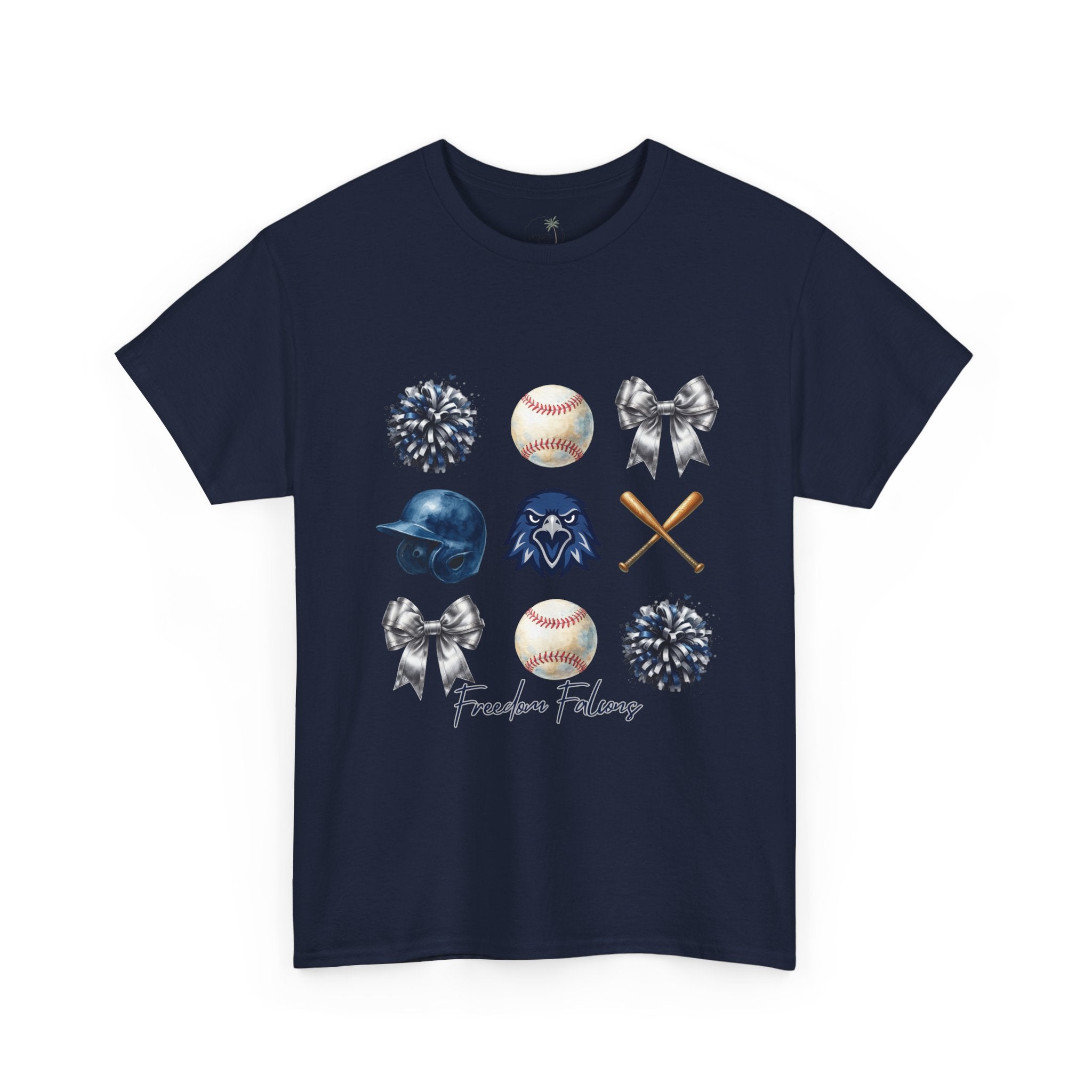 Freedom Falcon Baseball Icons Tee | Helmet, Bat, Ball,