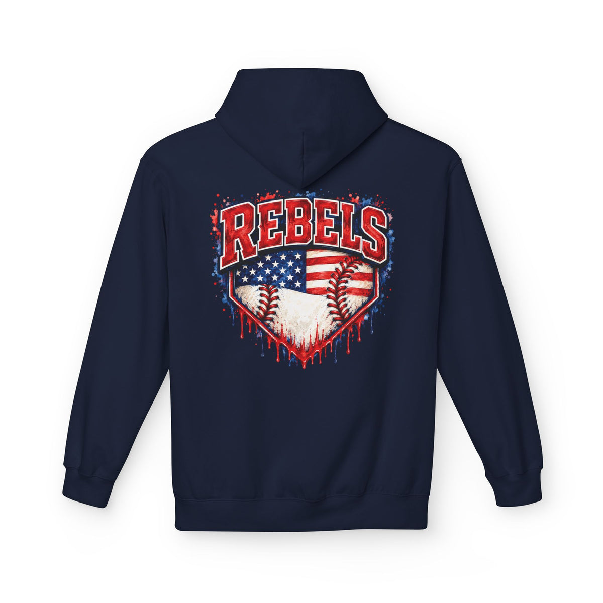 American Flag Baseball Home Plate Rebels Hoodie | Dripping USA Baseball Design