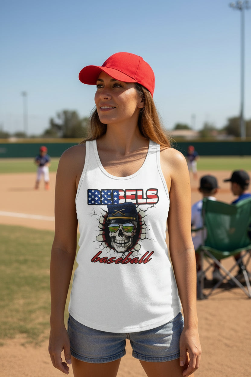 Rebels Baseball Tank Game Day Ready Women's Ideal Racerback Tank