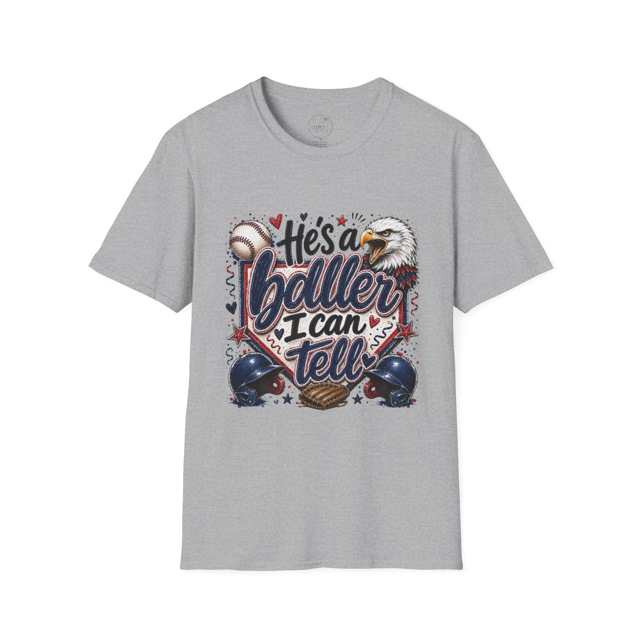 EAGLES-"He's a Ball-er I Can Tell" Patriotic Eagle Design Baseball Mom T‑Shirt —