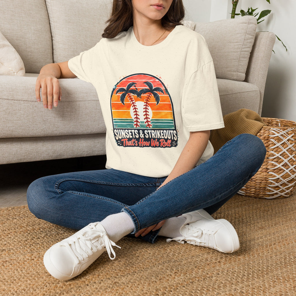 Sunset Baseball Palm Trees T-Shirt | Sunsets & Strikeouts Vintage Sunset Baseball Shirt
