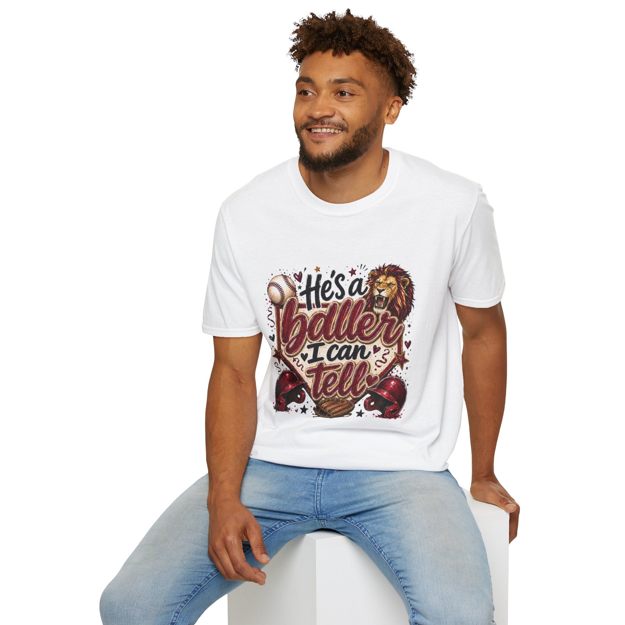 He's a Baller Lion baseball T-Shirt | Sports graphic tee