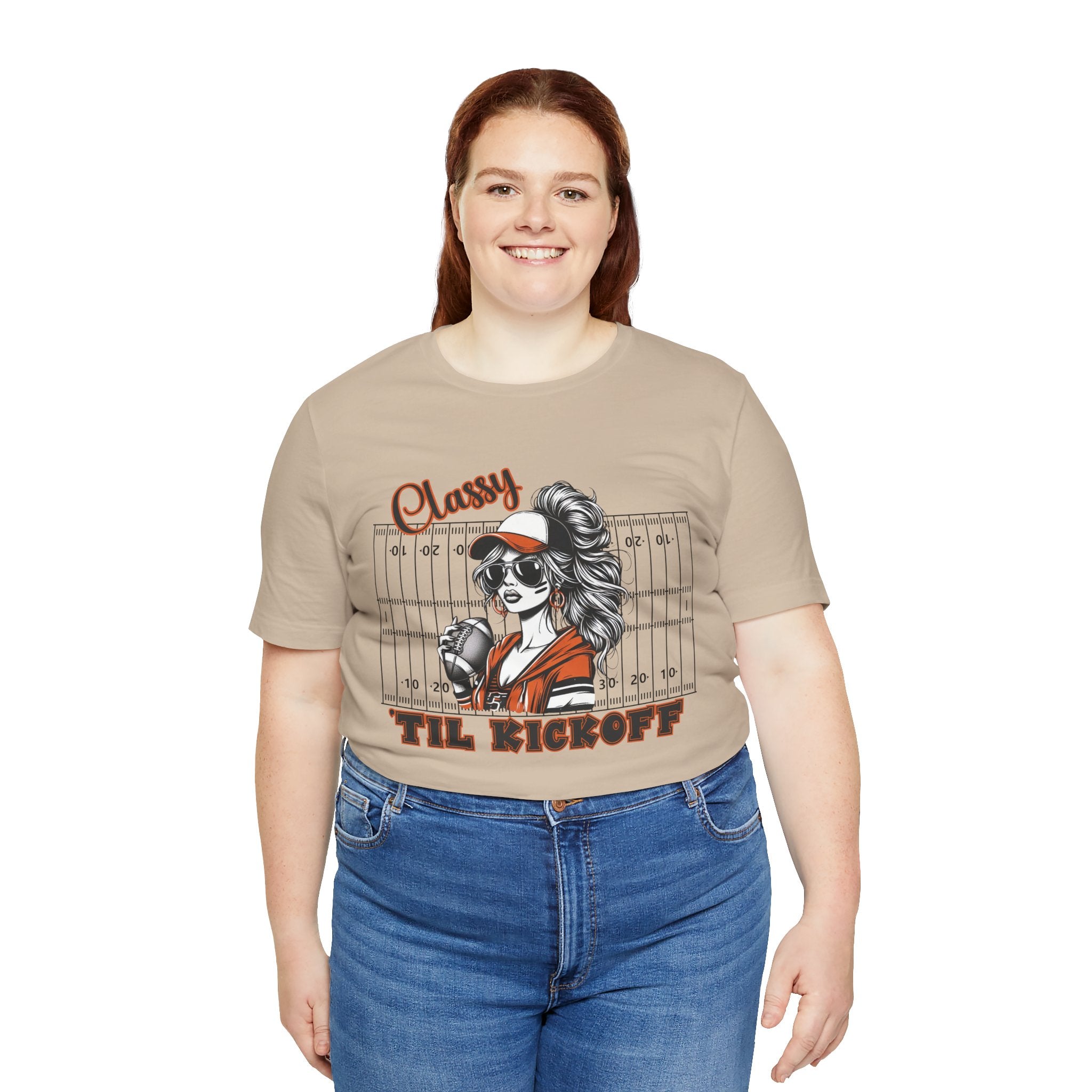 Classy Til Kickoff Football T-Shirt | Womens Game Day Tee | Cute Football Mom Shirt | Tailgate Outfit Fall Sports Fan Gift