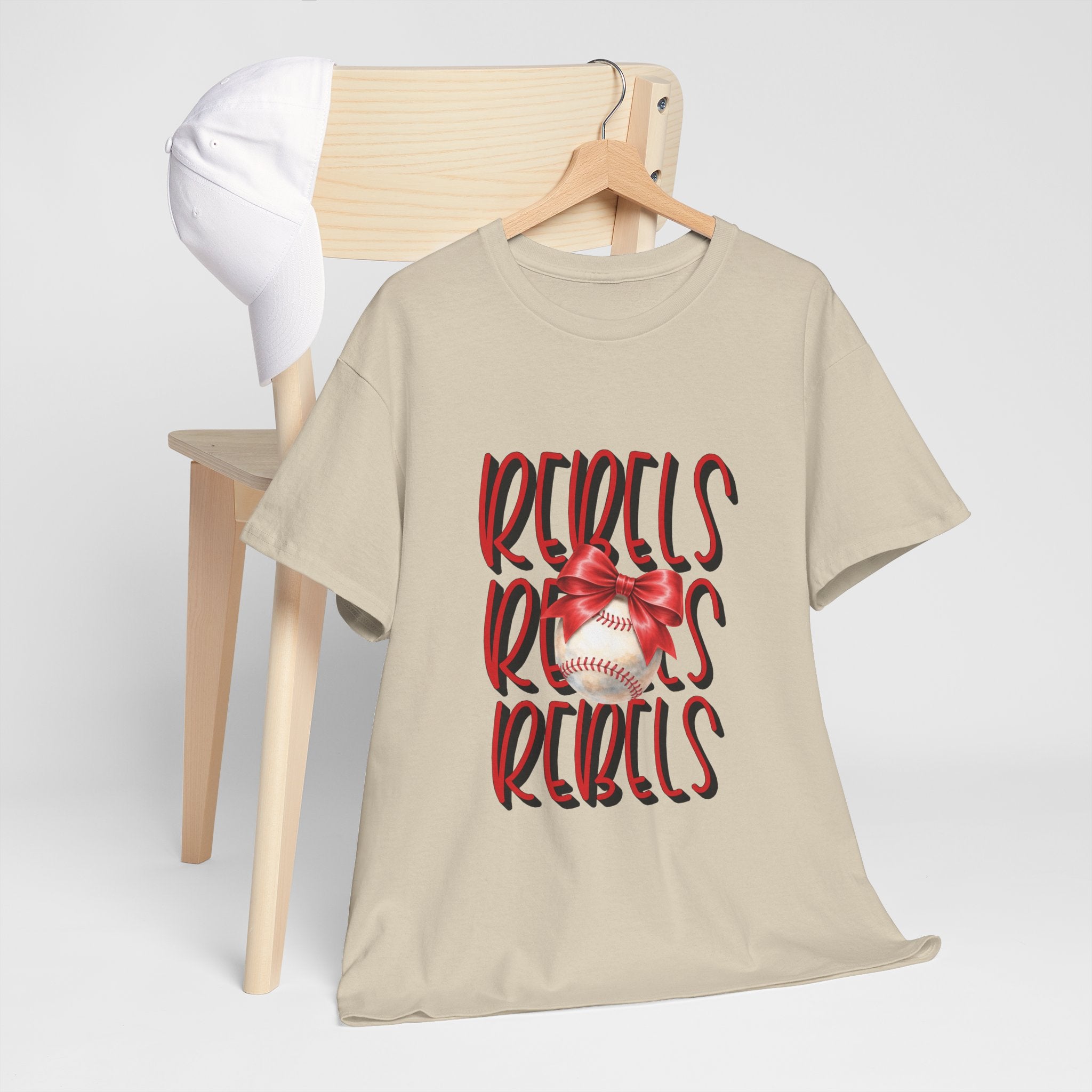 Rebels Baseball Graphic Tee | Script Lettering, Baseball with Bow