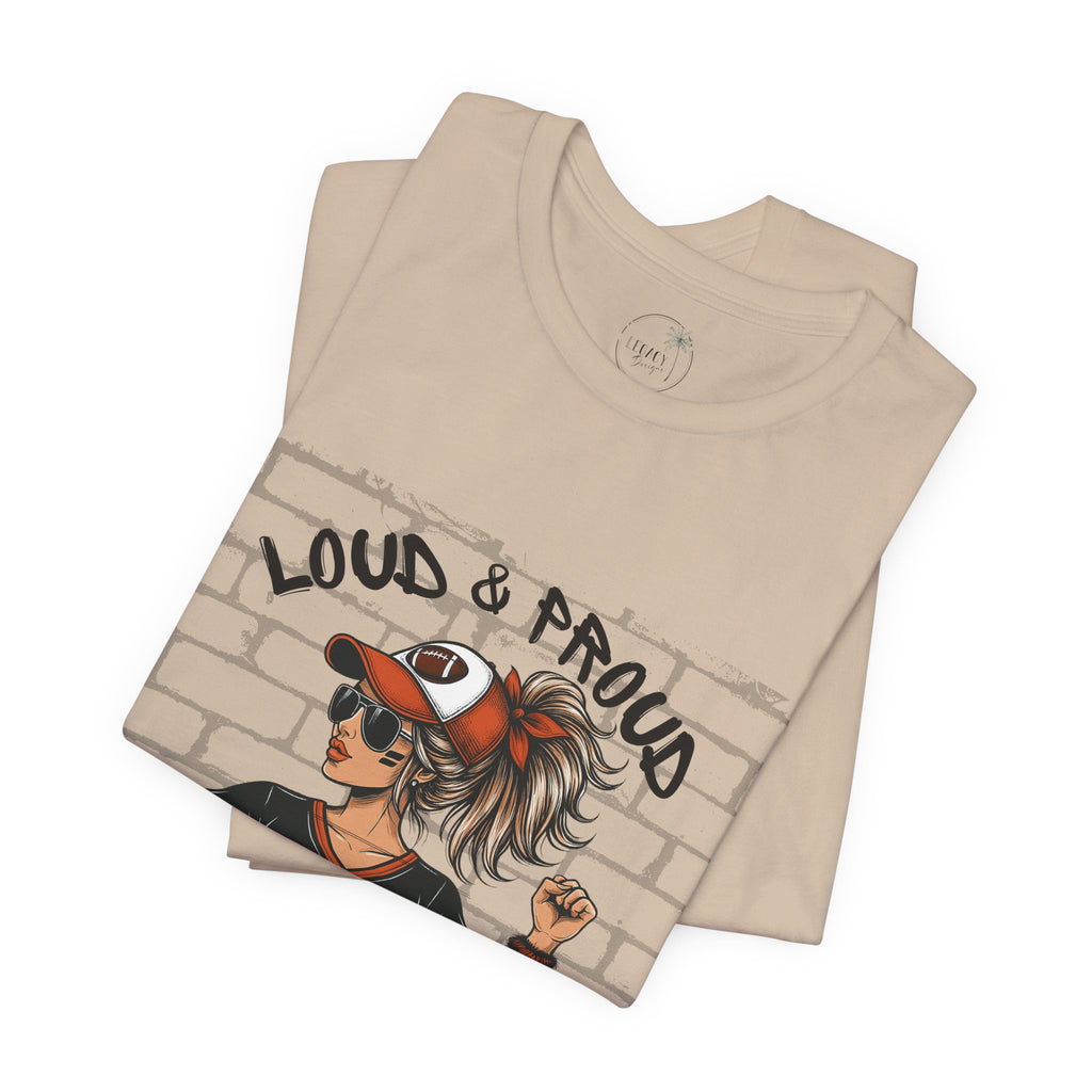 Loud & Proud Football Mom Shirt Game Day Tee for Sports Moms and Parents Support Your Player Graphic T-Shirt Game Day Outfit