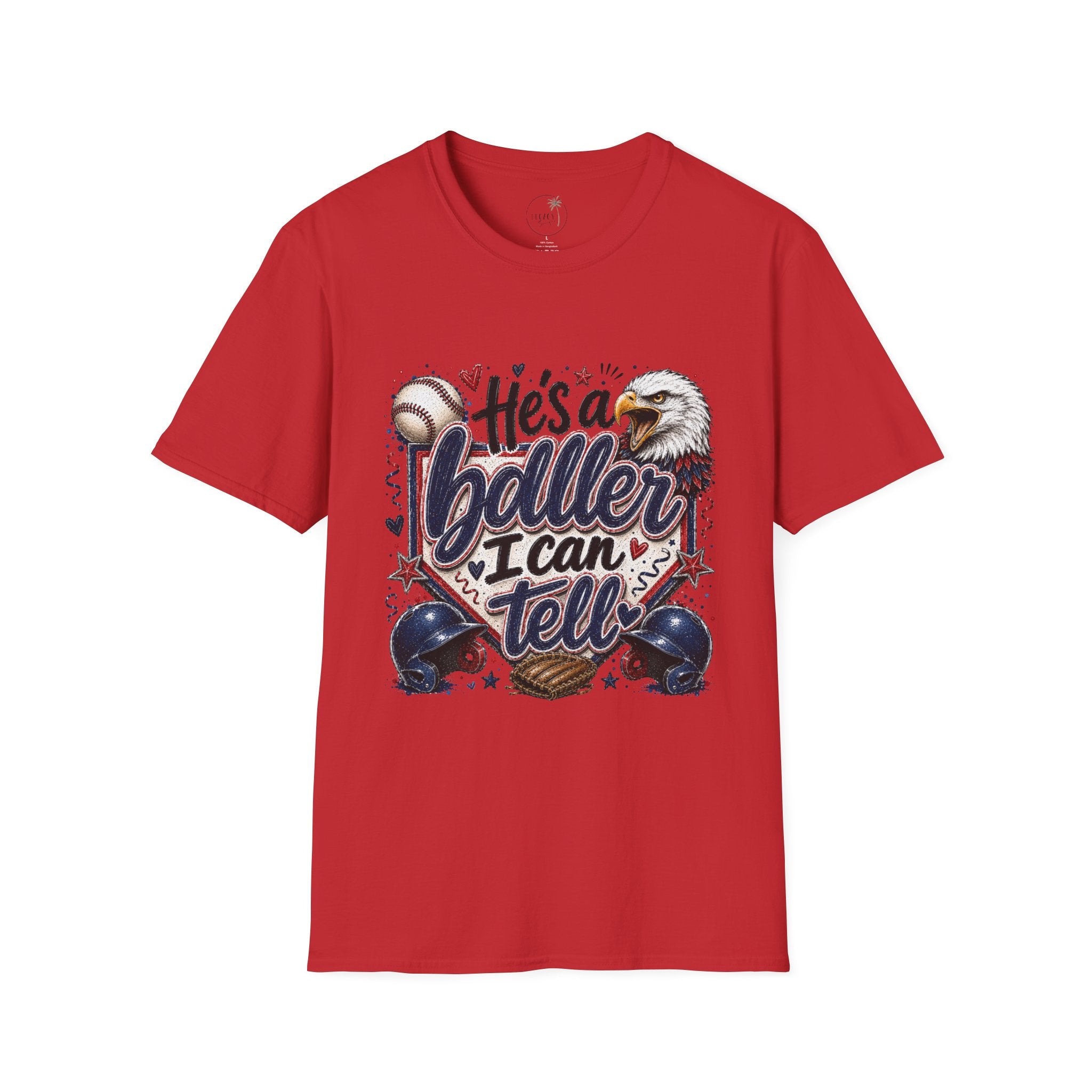 EAGLES-"He's a Ball-er I Can Tell" Patriotic Eagle Design Baseball Mom T‑Shirt —