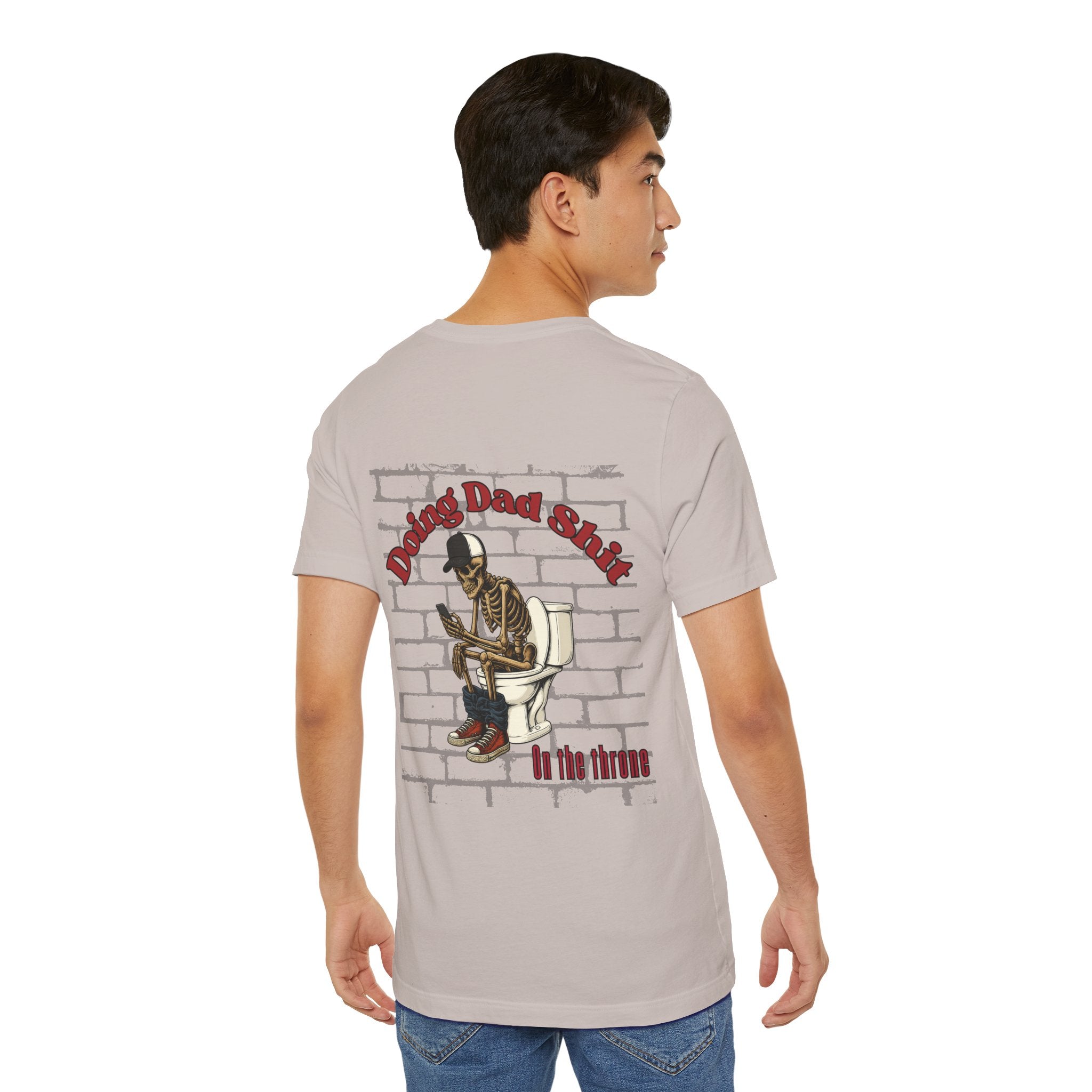 Doing Dad Shit Funny Skeleton T-Shirt | Mens Graphic Tee | Dad Humor Shirt | On the Throne Toilet Tee Gift for Fathers
