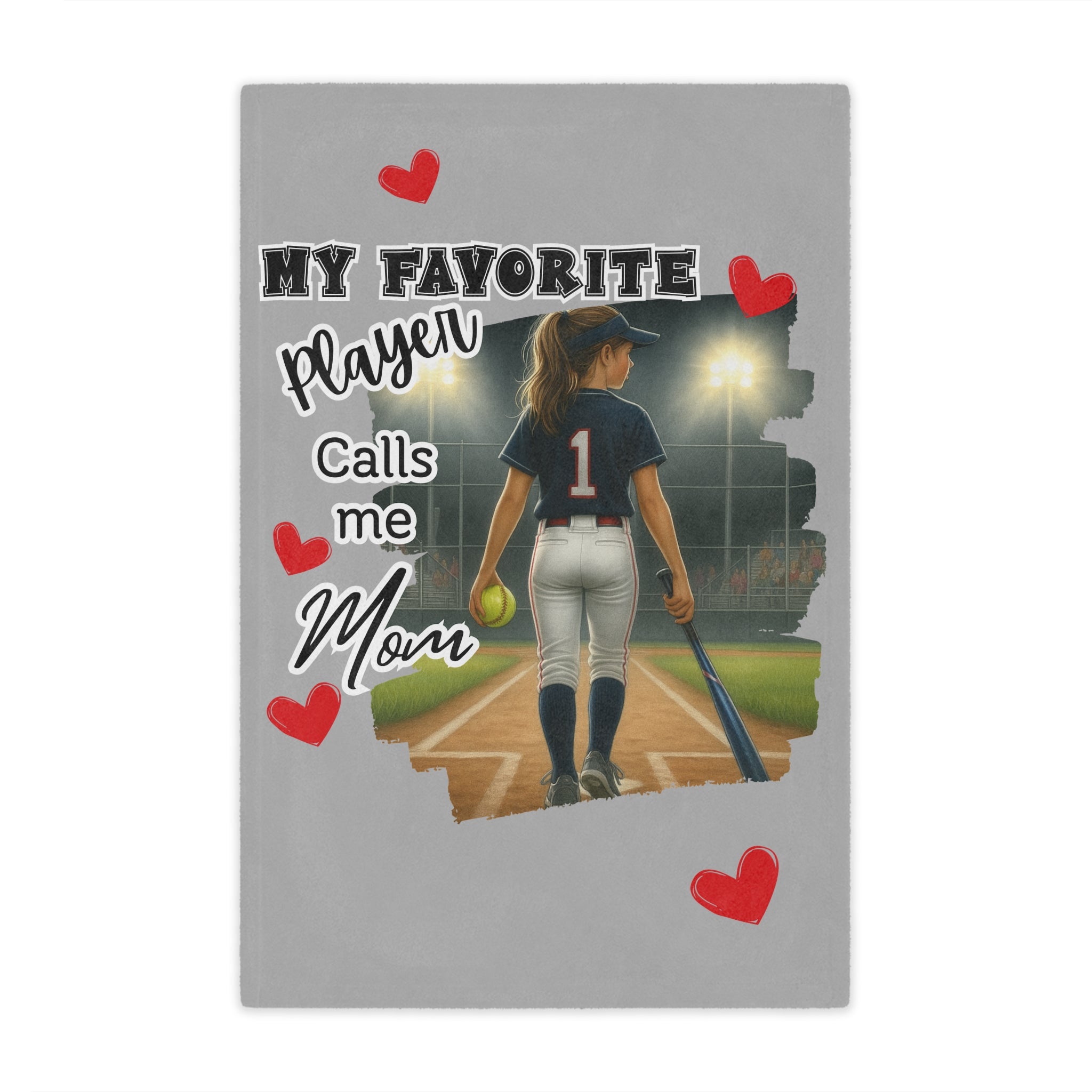 My Favorite Player Calls Me Mom Softball Blanket  Sports Mom Gift, Game Day Throw, Custom Softball Mom Blanket