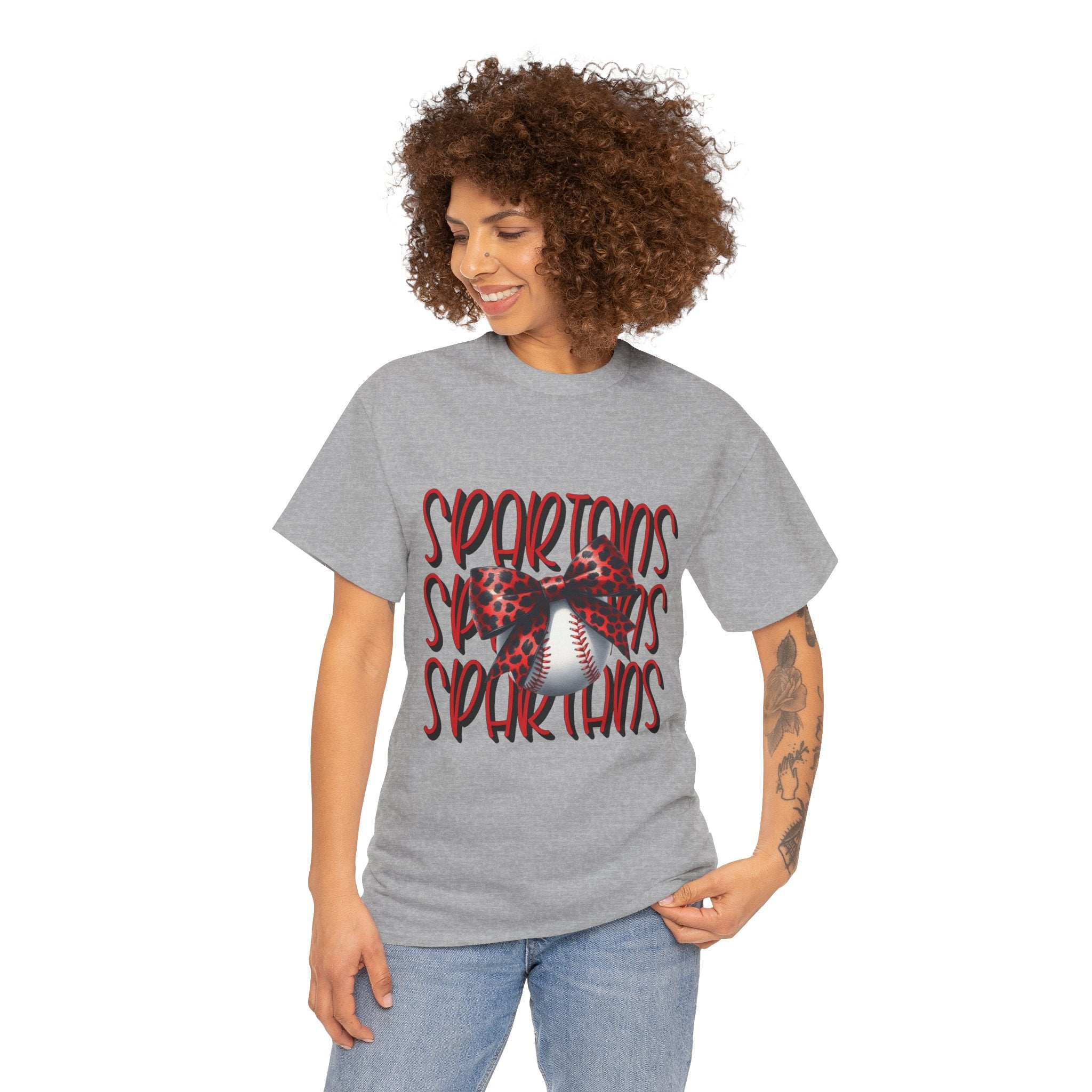 Spartans Baseball Tee | Leopard Bow Baseball Graphic