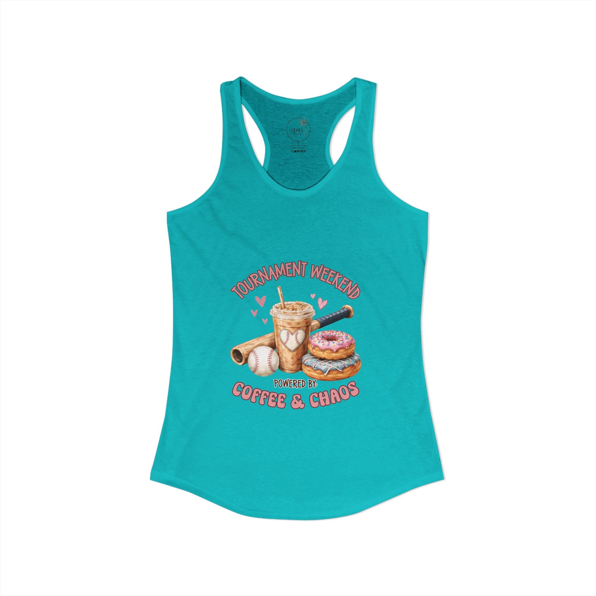 Travel Ball Mom Tank Coffee & Chaos Tournament Tank Women's Ideal Racerback Tank