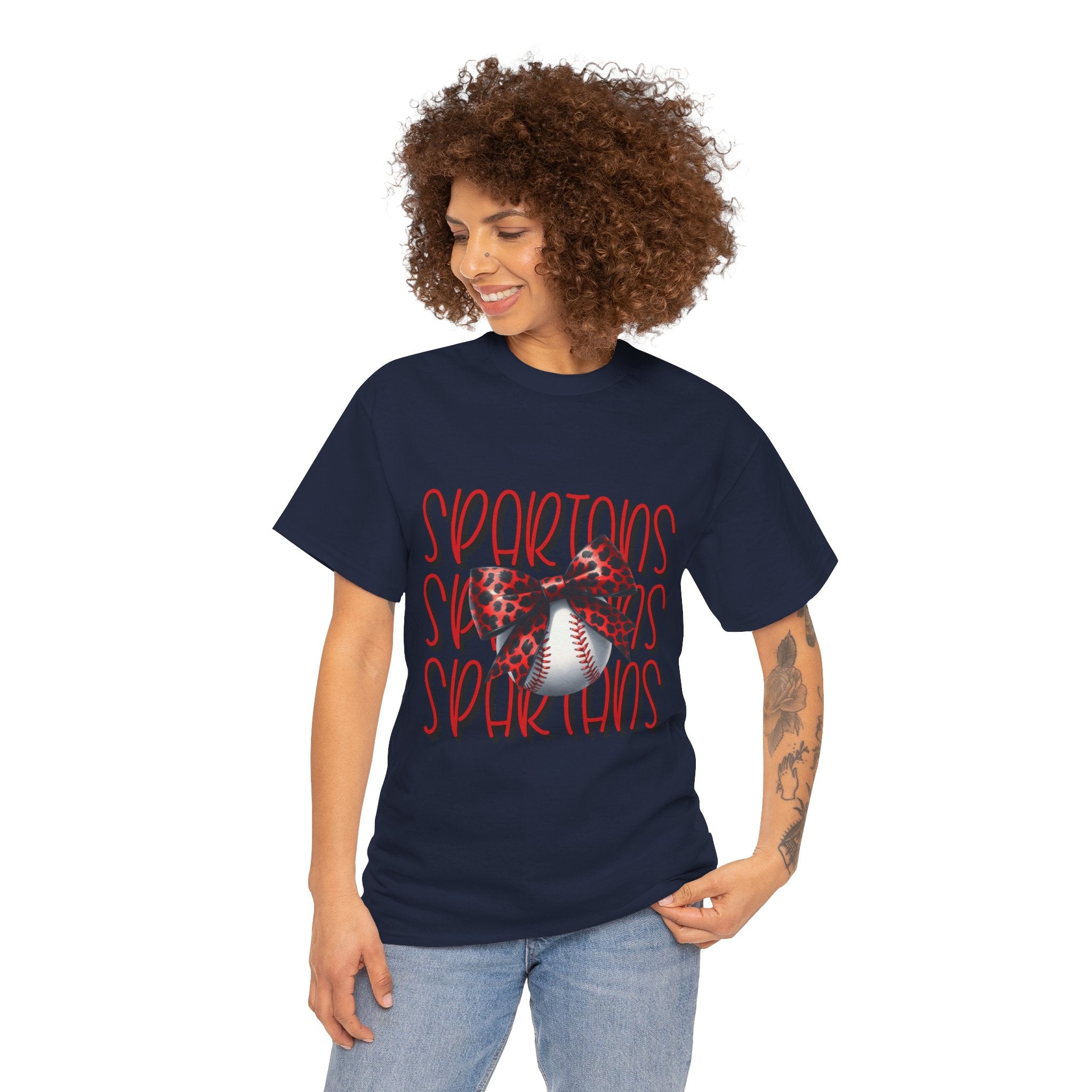 Spartans Baseball Tee | Leopard Bow Baseball Graphic