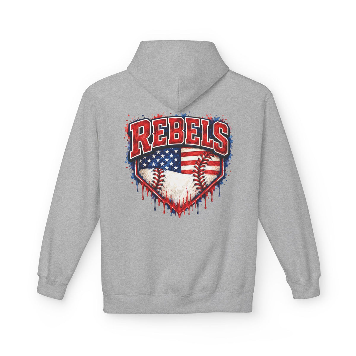 American Flag Baseball Home Plate Rebels Hoodie | Dripping USA Baseball Design
