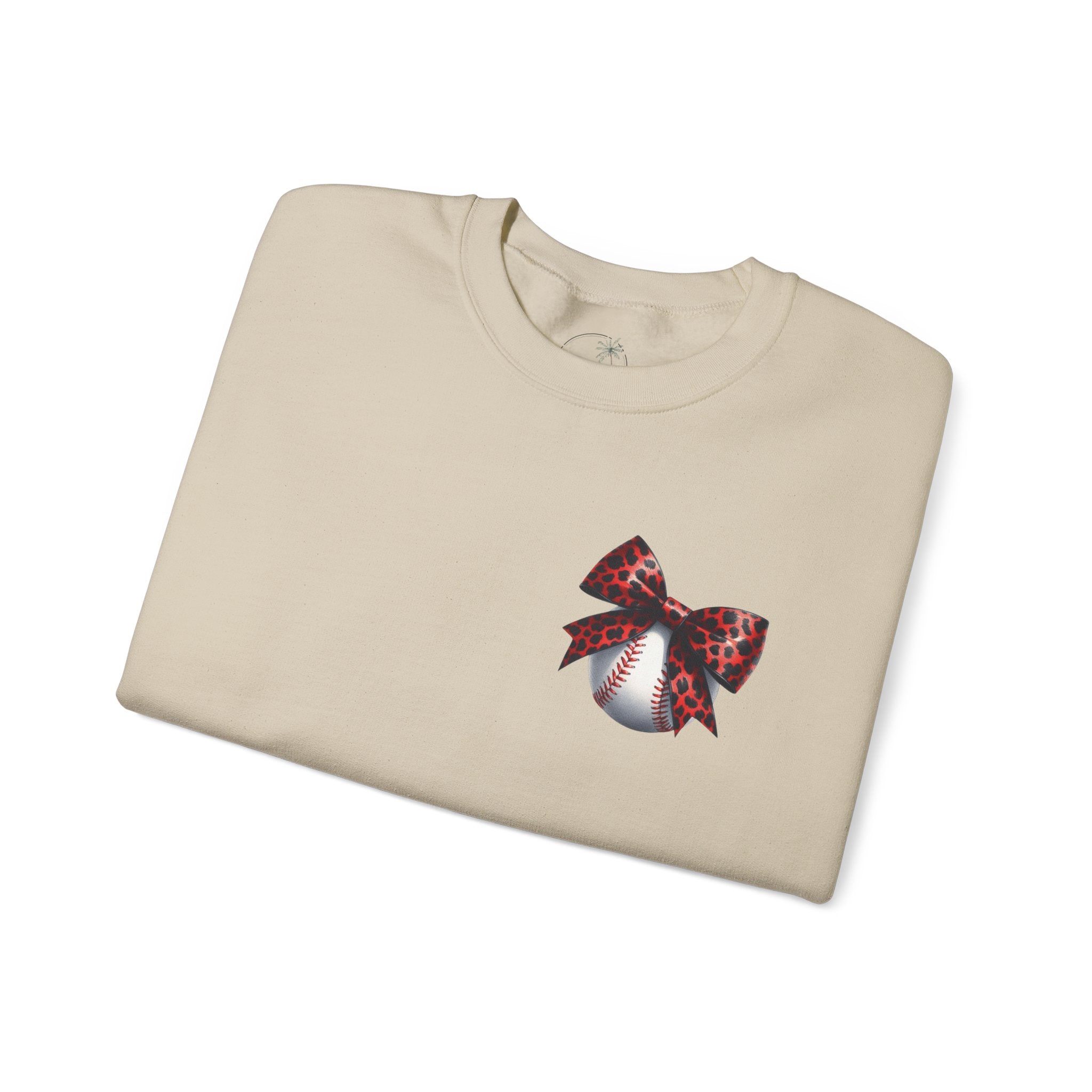Rebels Leopard Bow Crewneck Sweatshirt | Baseball Graphic