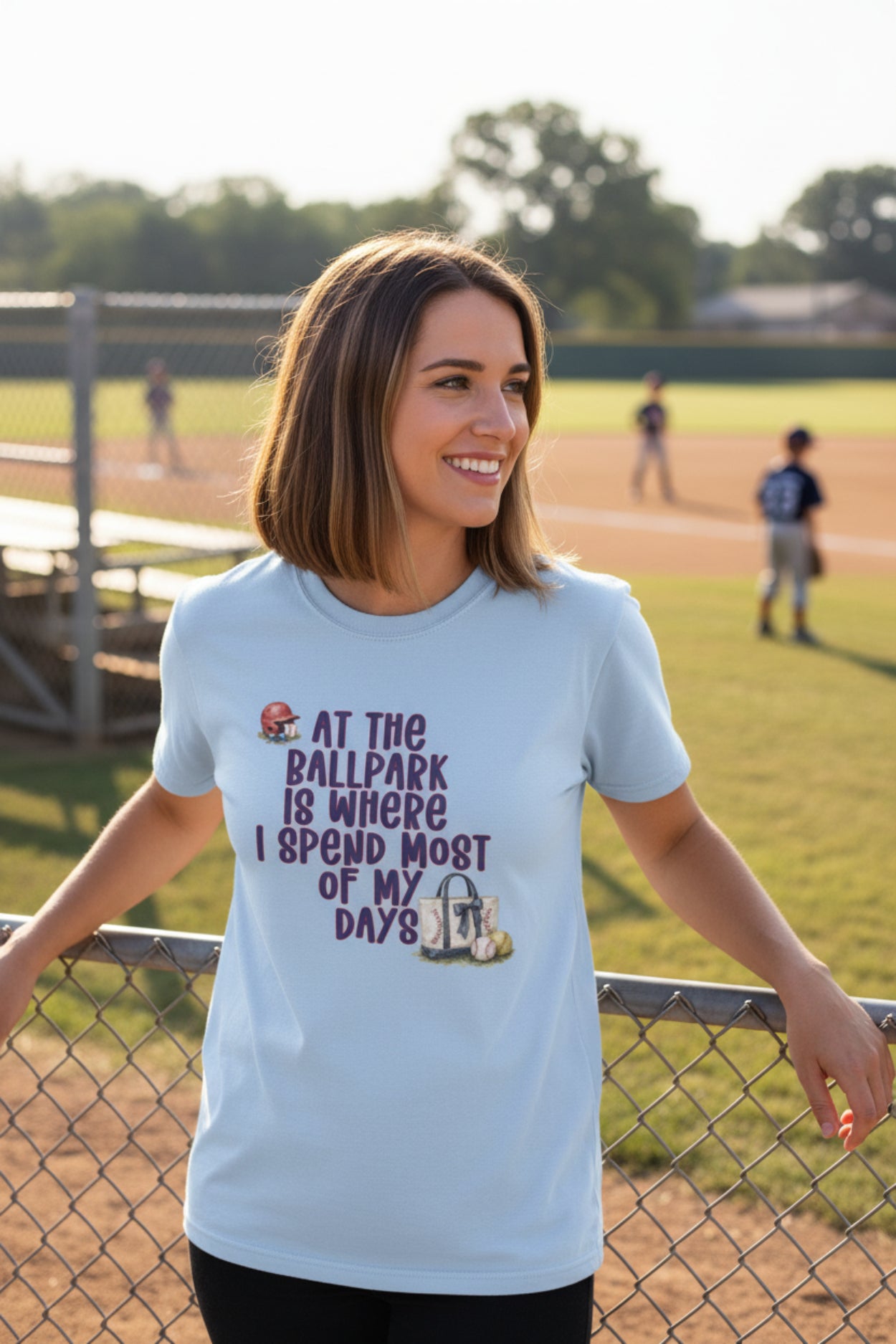 Baseball Fan T-Shirt — "At the Ballpark Is Where I Spend Most of My Days" Graphic Tee