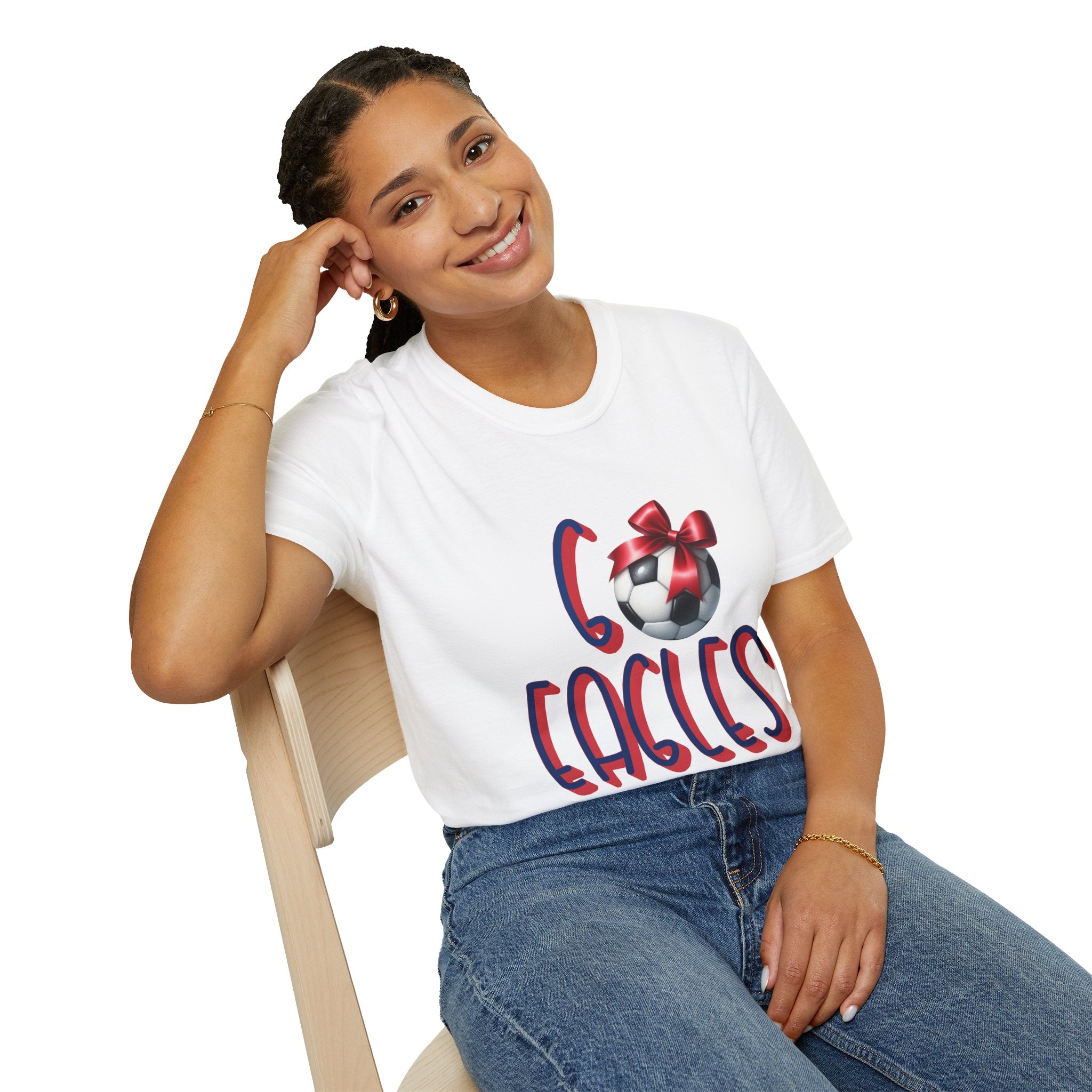 Eagles Soccer Ball Graphic T-Shirt | Red Blue Script