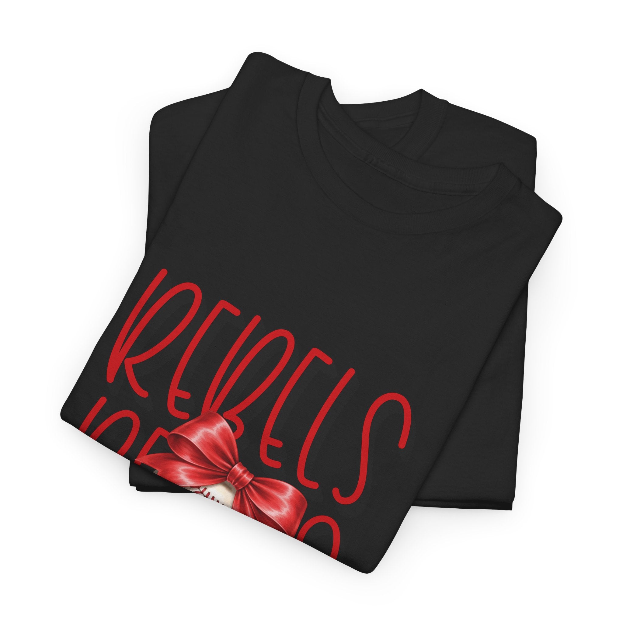 Rebels Baseball Graphic Tee | Script Lettering, Baseball with Bow