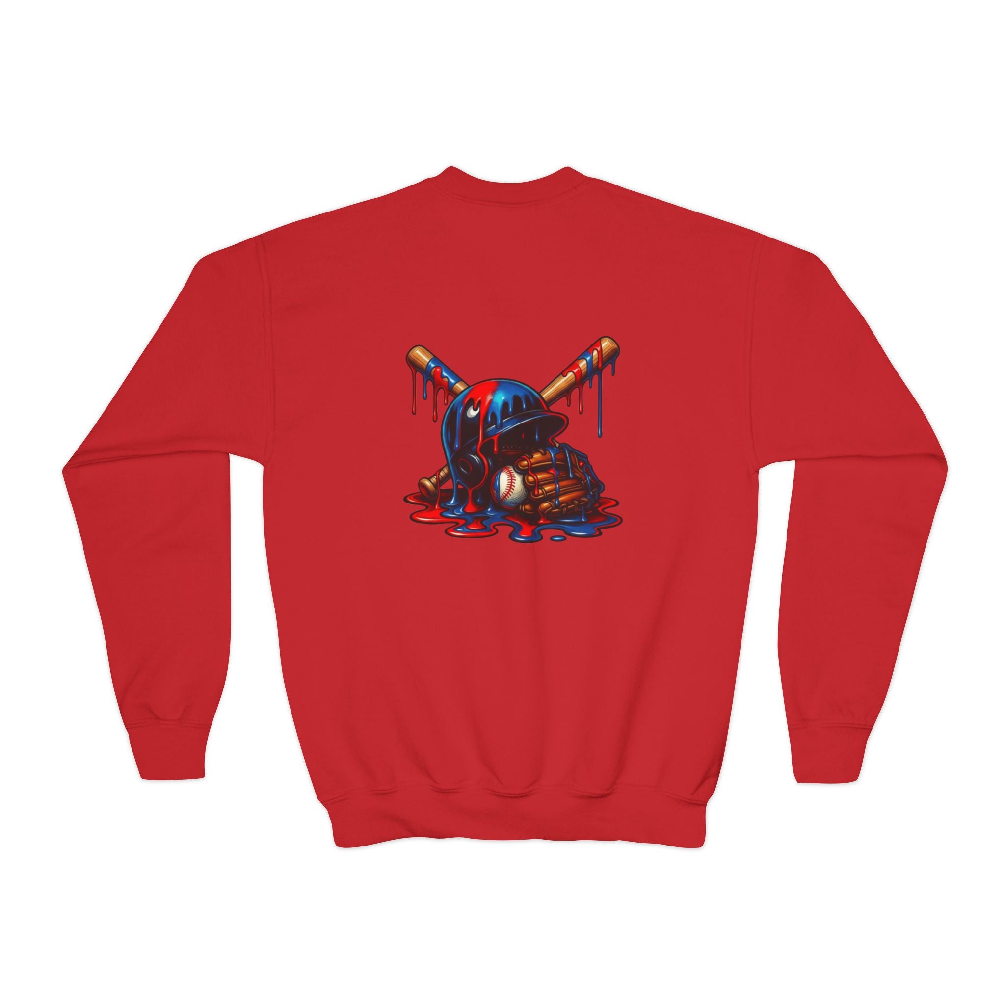 Drip Baseball Helmet Youth Sweatshirt | Drip Graphic, Sports Skull
