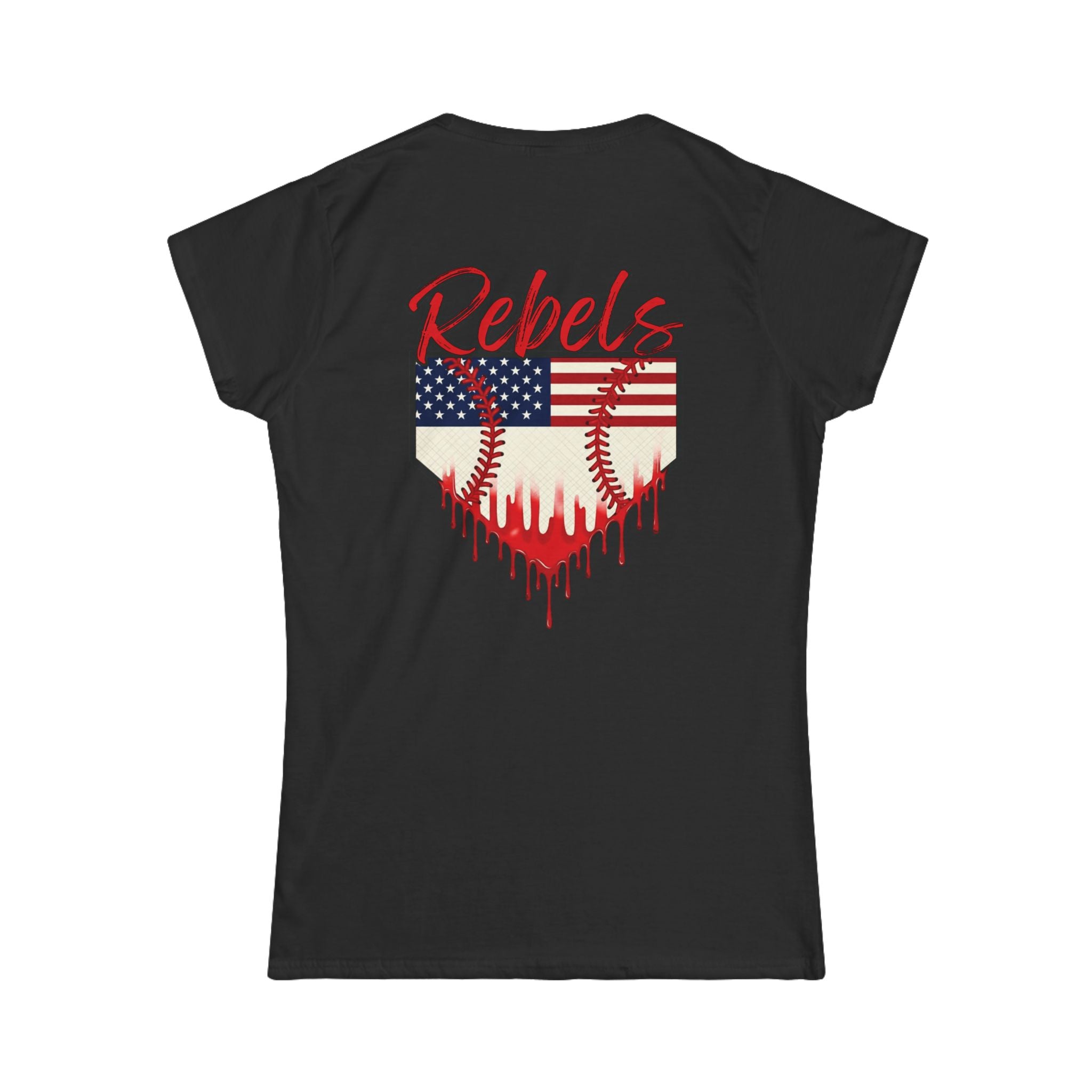Rebels Baseball Tee — American Flag Home Plate Graphic