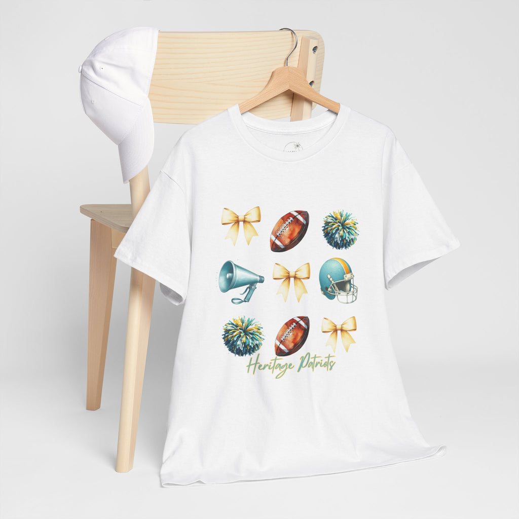 Heritage Patriots Football Icons Tee | Helmet, Ball, Pom Pom, Megaphone