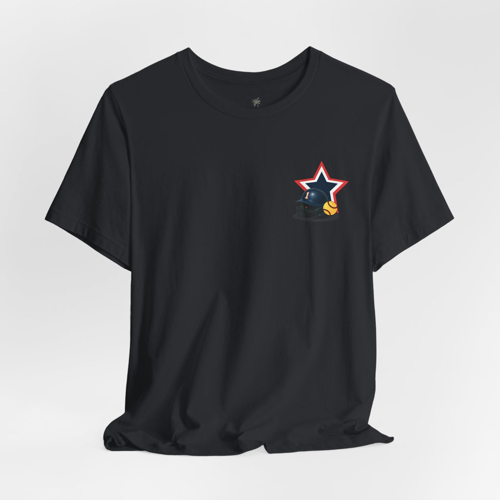 My Favorite Player Calls Me Mom Softball T-Shirt | Proud Softball Mom Tee | Game Day Shirt | Sports Mom Gift with Pocket Design
