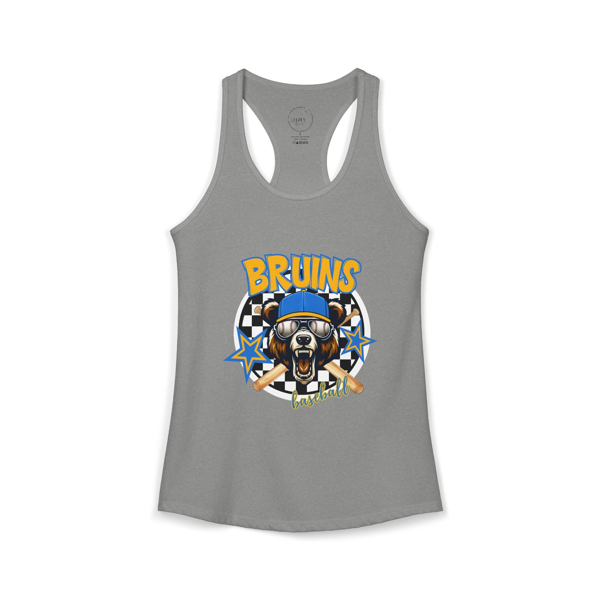 Bruins Baseball Checkered background Women's Ideal Racerback Tank