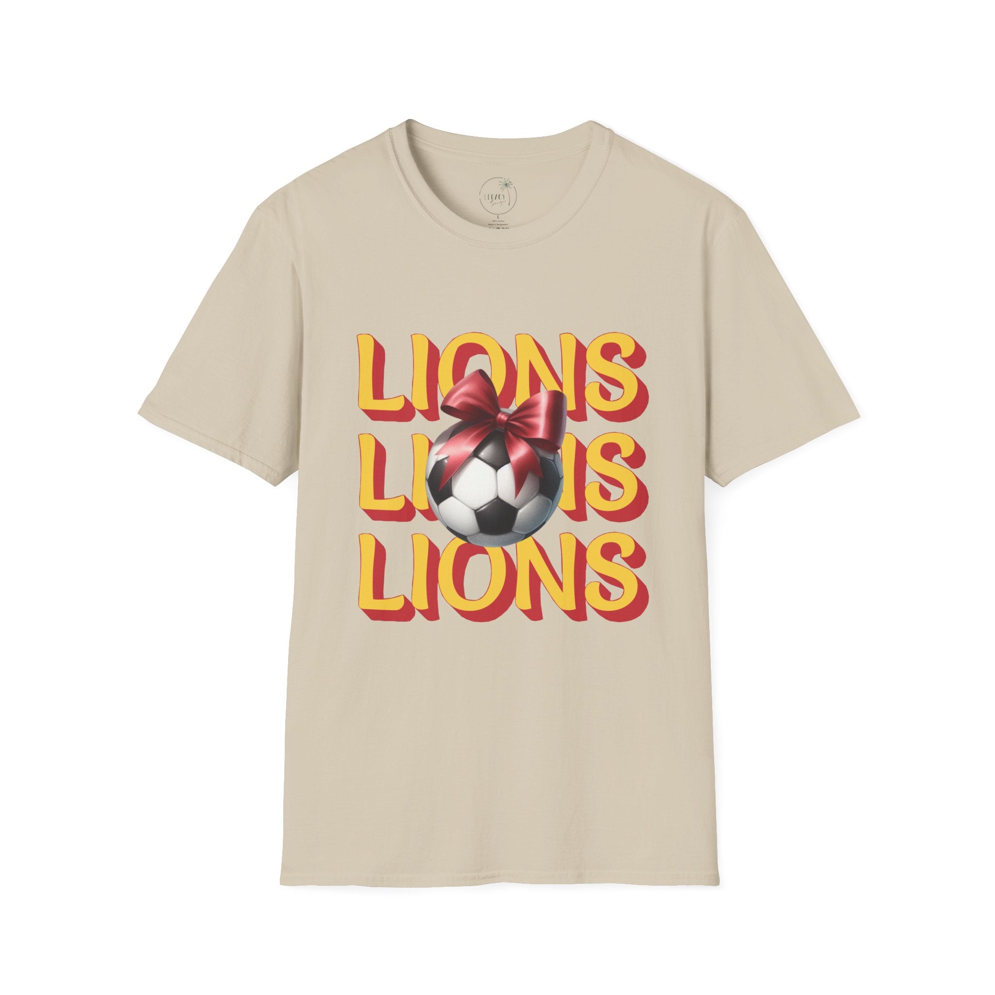 Liberty Lions Soccer Graphic Tee — Retro Lions Bow Soccer Ball Design