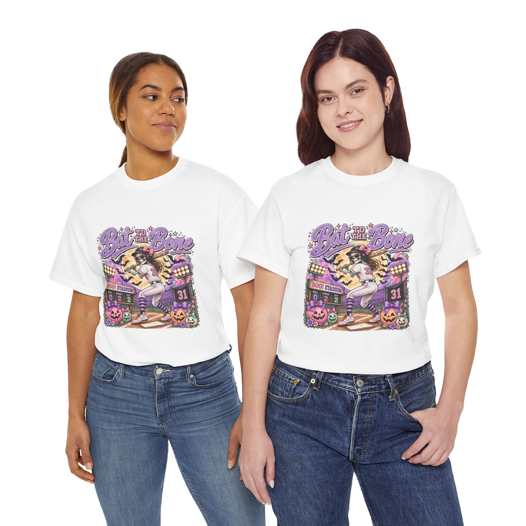 Bat to the Bone Halloween Softball Tee | Vintage Pumpkins