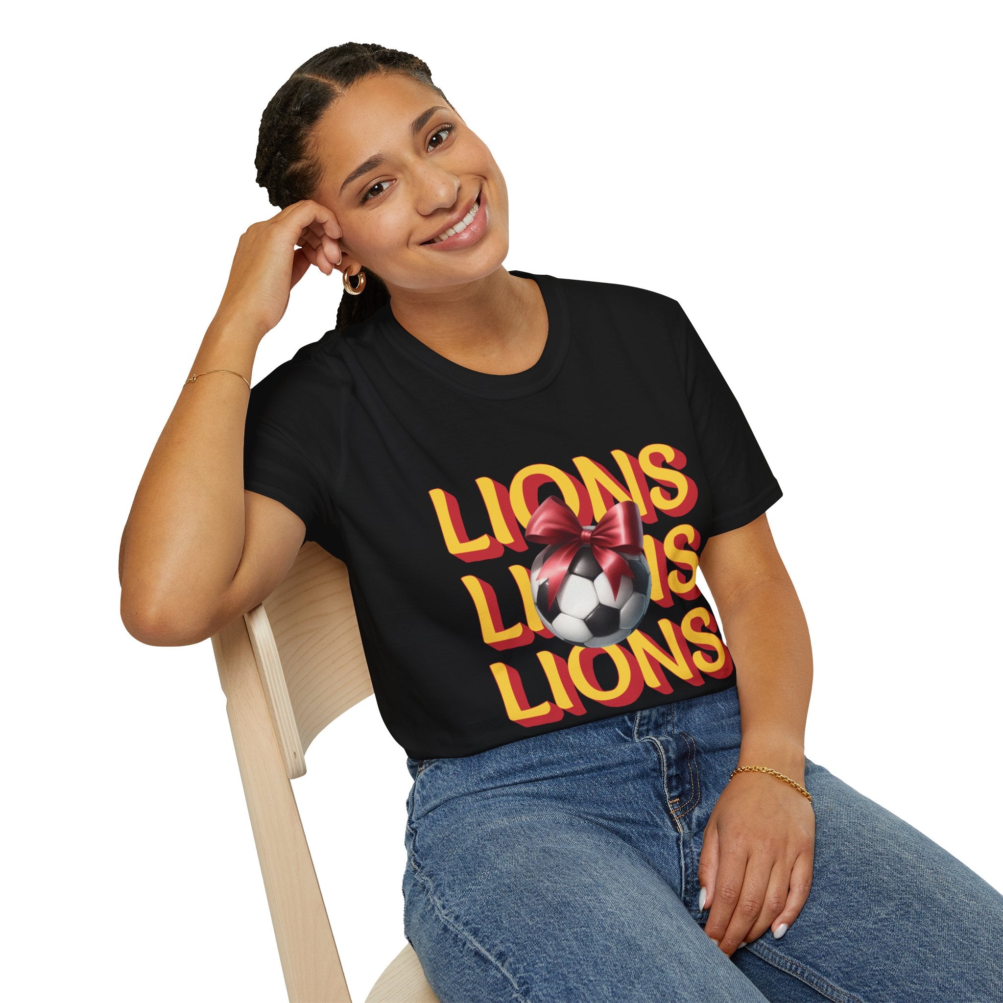 Liberty Lions Soccer Graphic Tee — Retro Lions Bow Soccer Ball Design