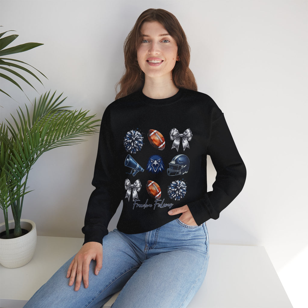 Freedom Falcons Football Crewneck Sweatshirt | Football Icons, Megaphone & Bows