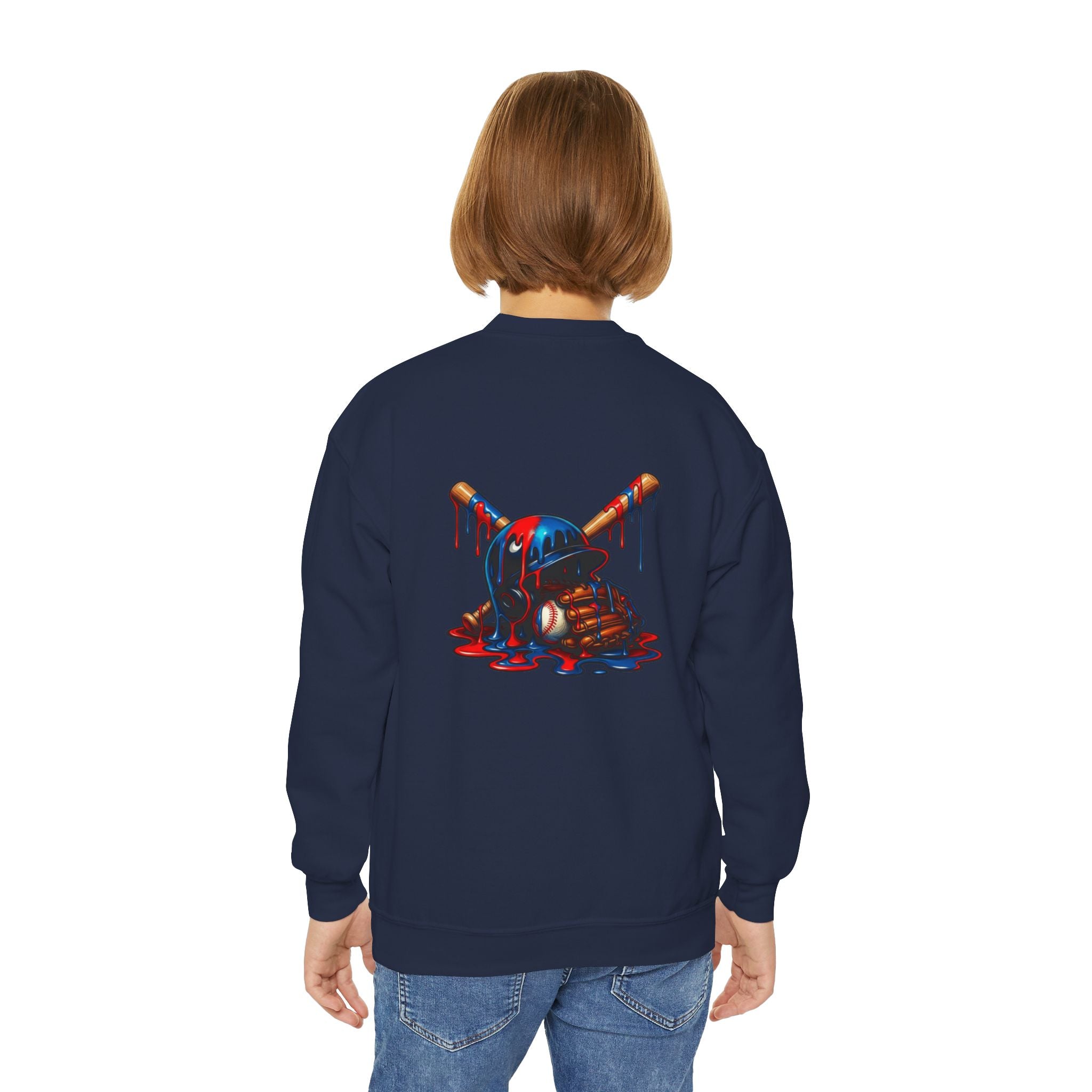 Drip Baseball Helmet Youth Sweatshirt | Drip Graphic, Sports Skull