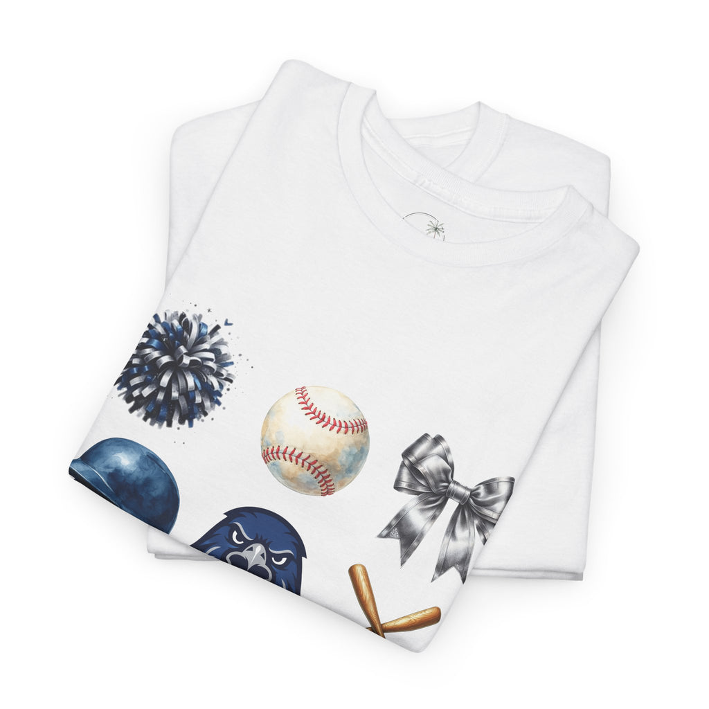 Freedom Falcon Baseball Icons Tee | Helmet, Bat, Ball,