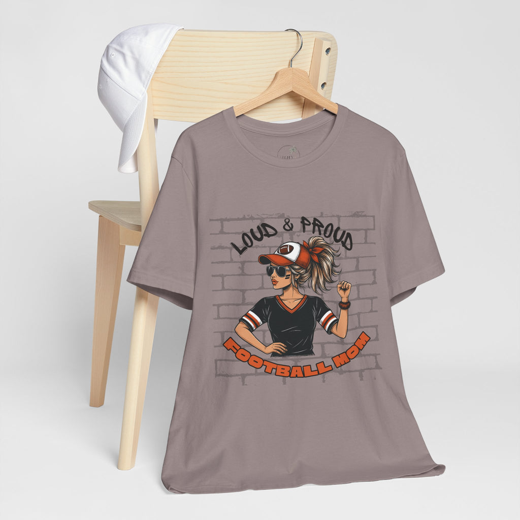 Loud & Proud Football Mom Shirt Game Day Tee for Sports Moms and Parents Support Your Player Graphic T-Shirt Game Day Outfit