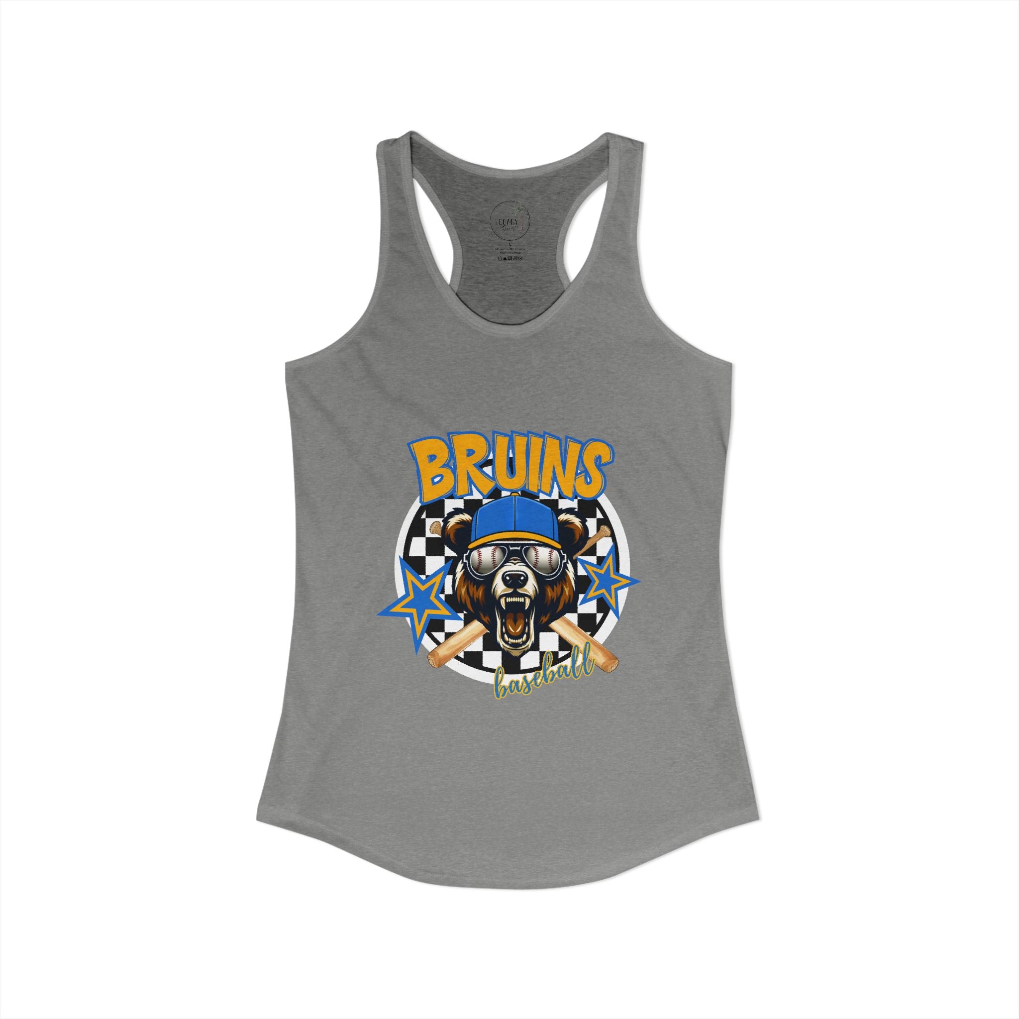 Bruins Baseball Checkered background Women's Ideal Racerback Tank