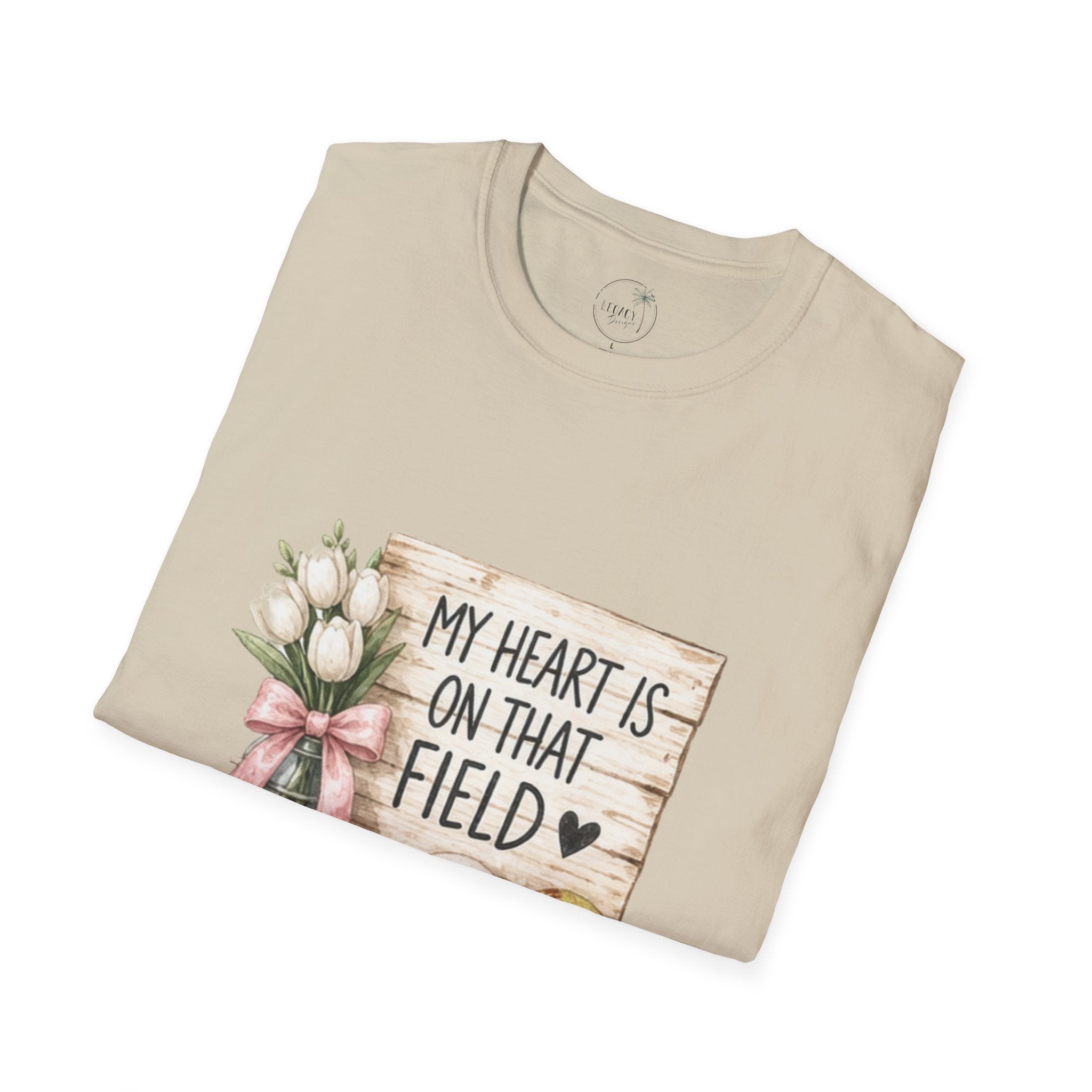 My Heart Is On That Field T-Shirt | Baseball Softball Mom Design